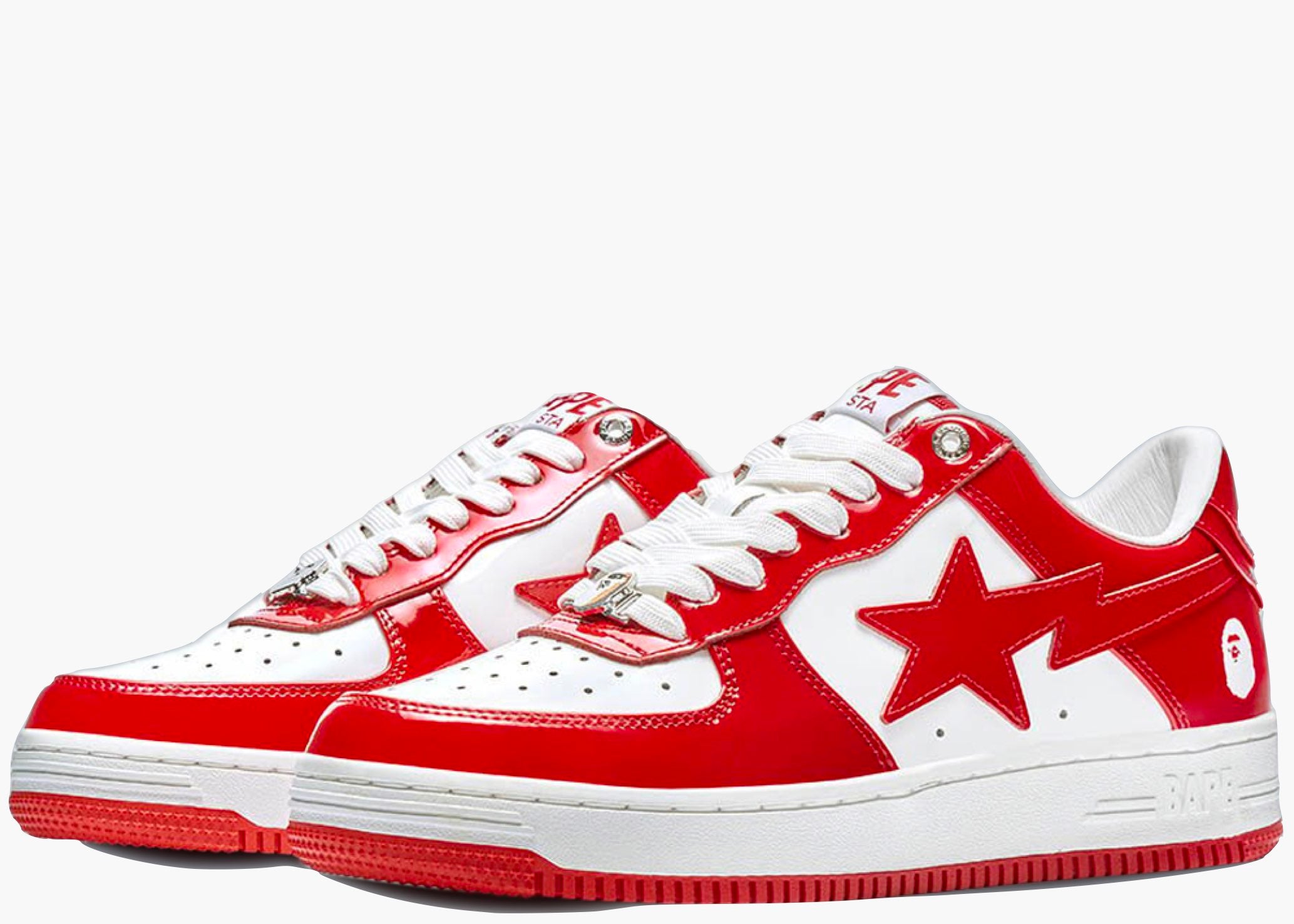 A Bathing Ape Bape Sta Patent Leather White Red (2023) Hype Clothinga Limited Edition
