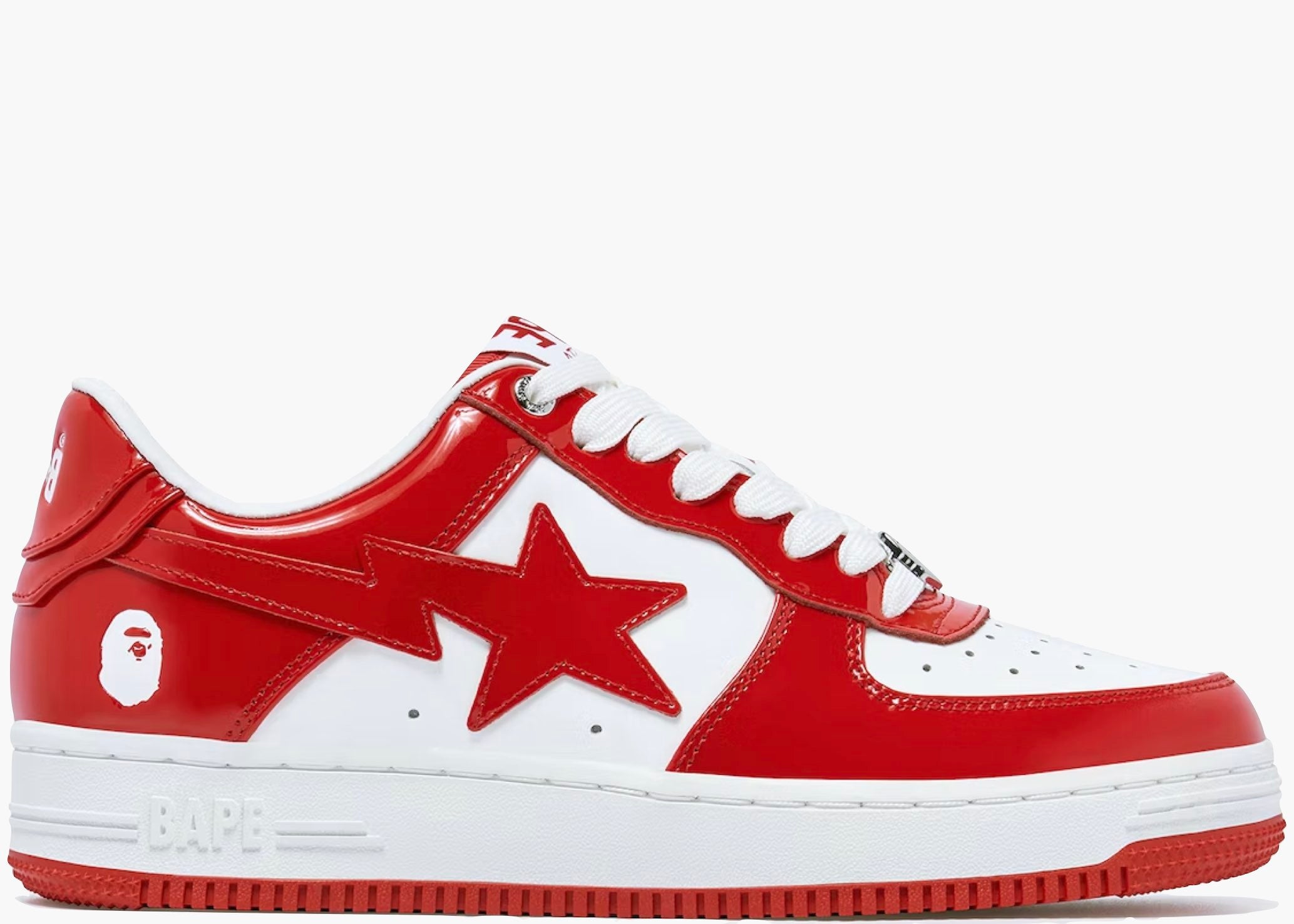 A Bathing Ape Bape Sta Patent Leather White Red (2023) Hype Clothinga Limited Edition