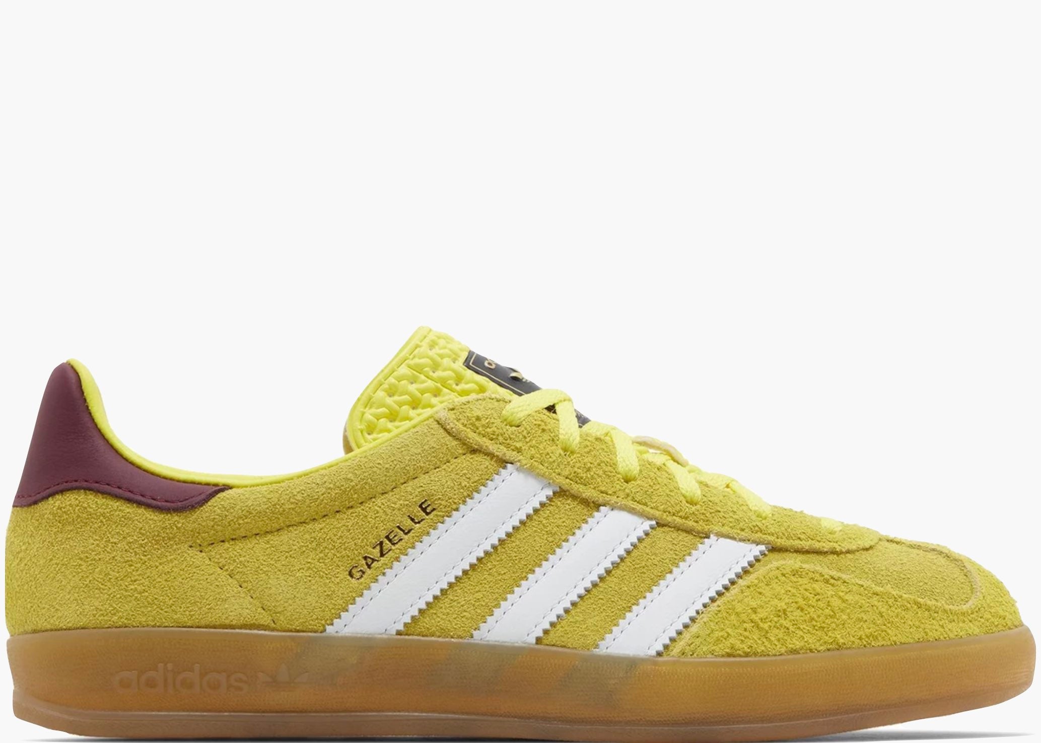 ‎Adidas Gazelle Indoor Bright Yellow Collegiate Burgundy (W) IE7003 Hype Clothinga Limited Edition