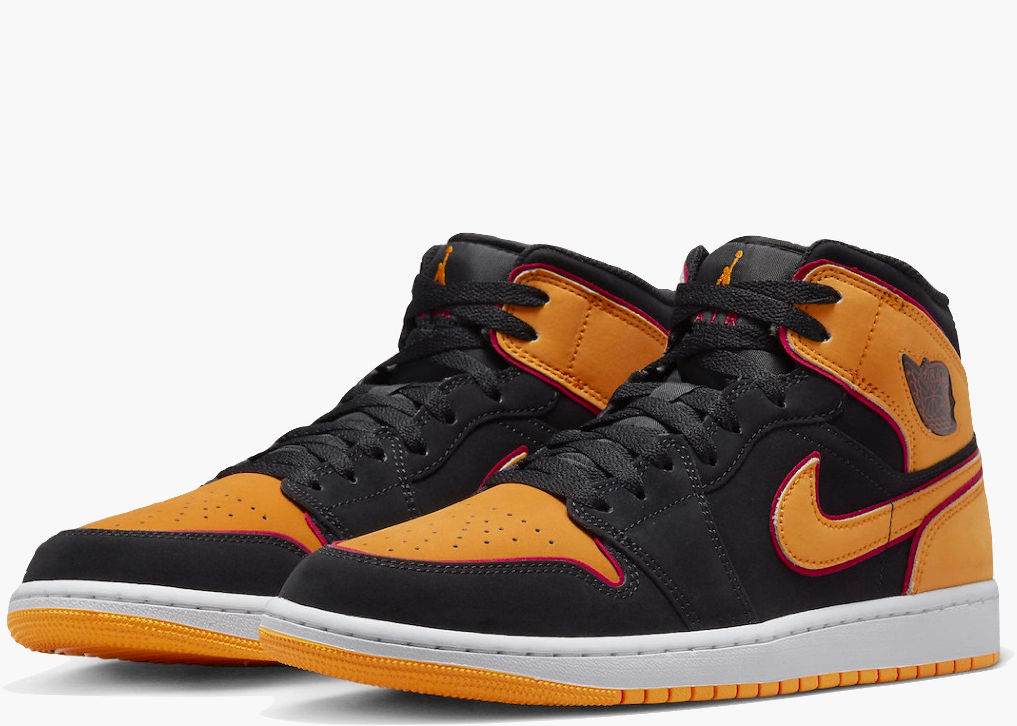 ‎Jordan 1 Mid Fat Tongue Black Orange  FJ4923-008 Hype Clothinga Limited Edition.