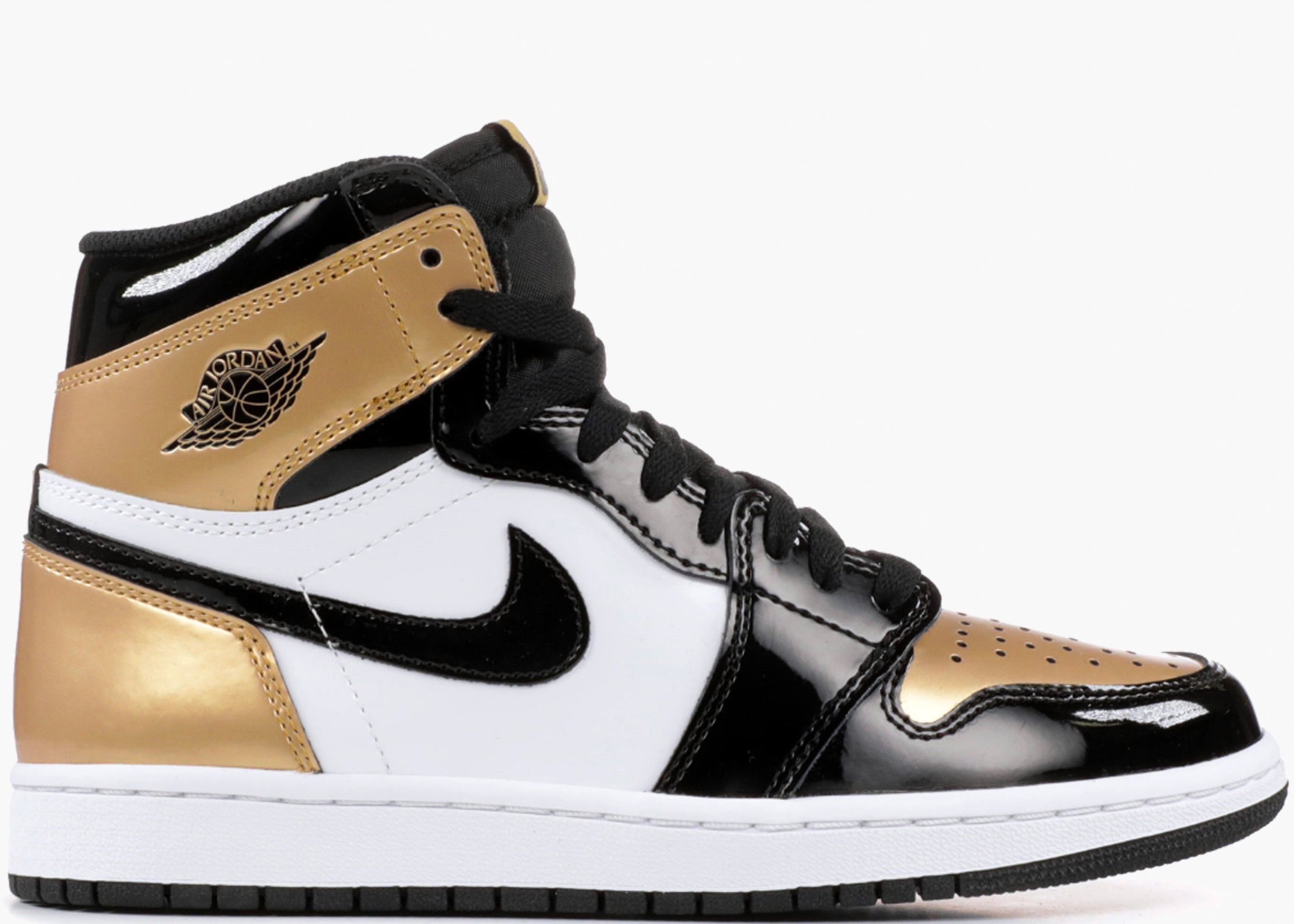 NIKE AIR JORDAN 1 HIGH RETRO PATENT GOLD TOE 861428-007 HYPE CLOTHINGA LIMITED EDITION