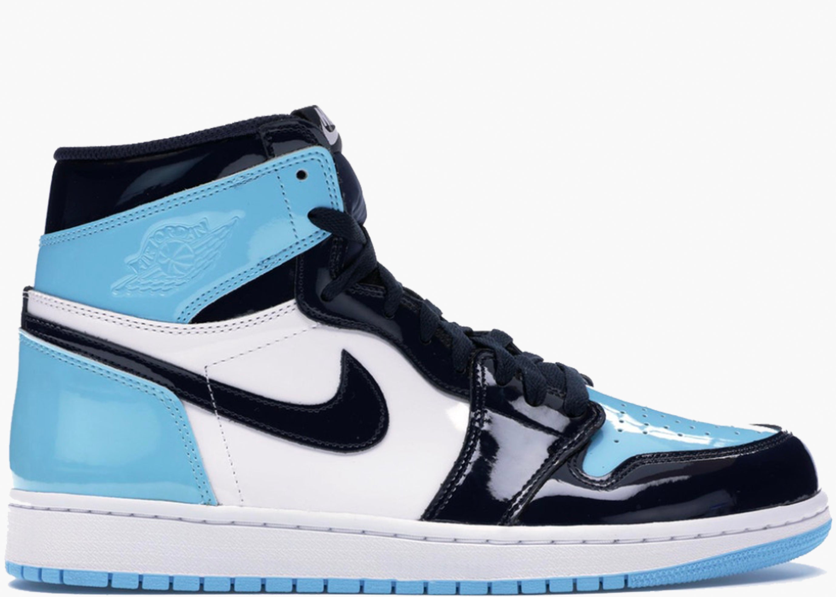 NIKE AIR JORDAN 1 RETRO HIGH UNC OBSIDIAN PATENT CD0461-401 HYPE CLOTHINGA LIMITED EDITION