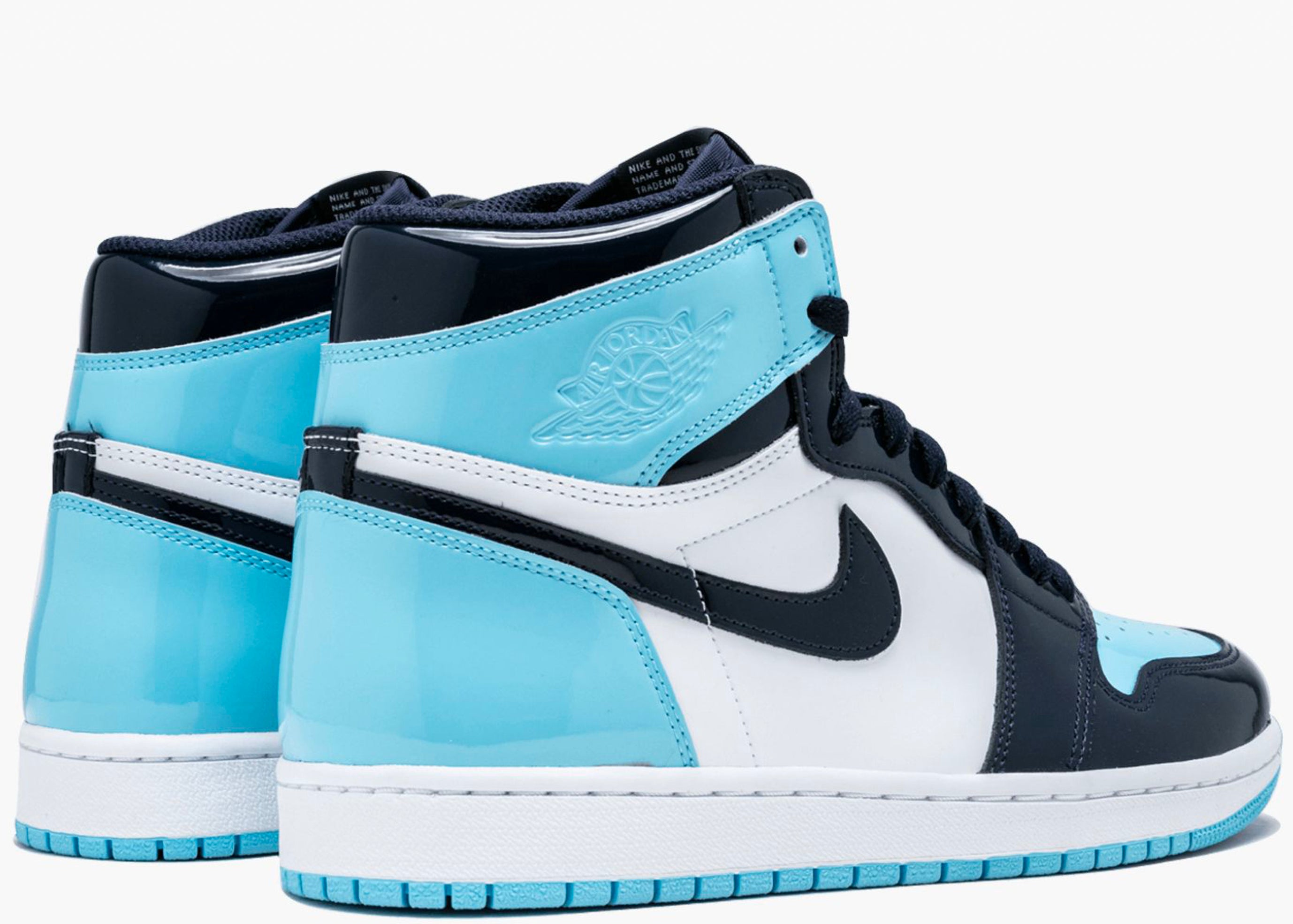 NIKE AIR JORDAN 1 RETRO HIGH UNC OBSIDIAN PATENT CD0461-401 HYPE CLOTHINGA LIMITED EDITION