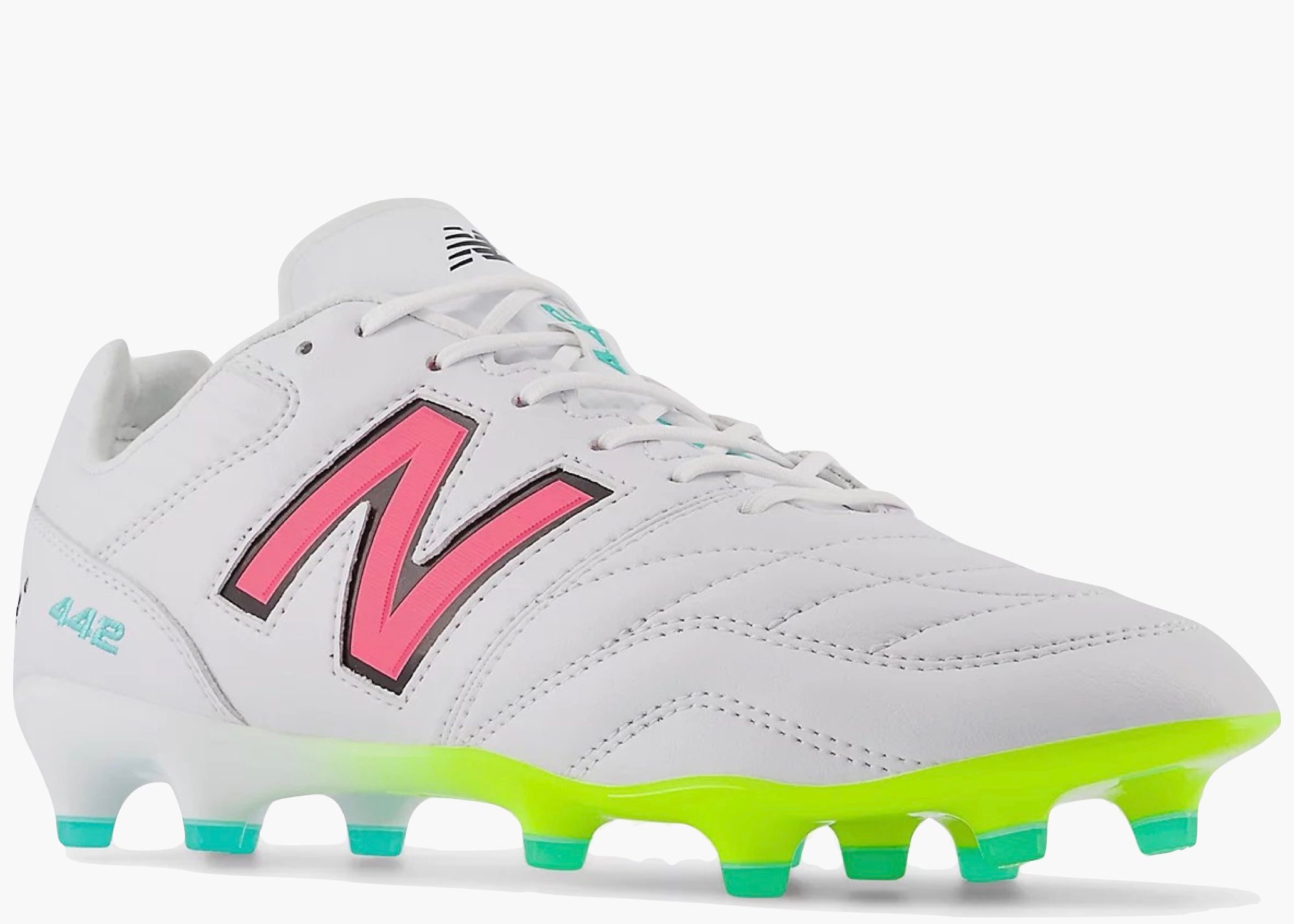 New Balance 442 Pro FG V2 White Hi Lite Neon Pink  MS41FMWH Hype Clothinga Limited Edition