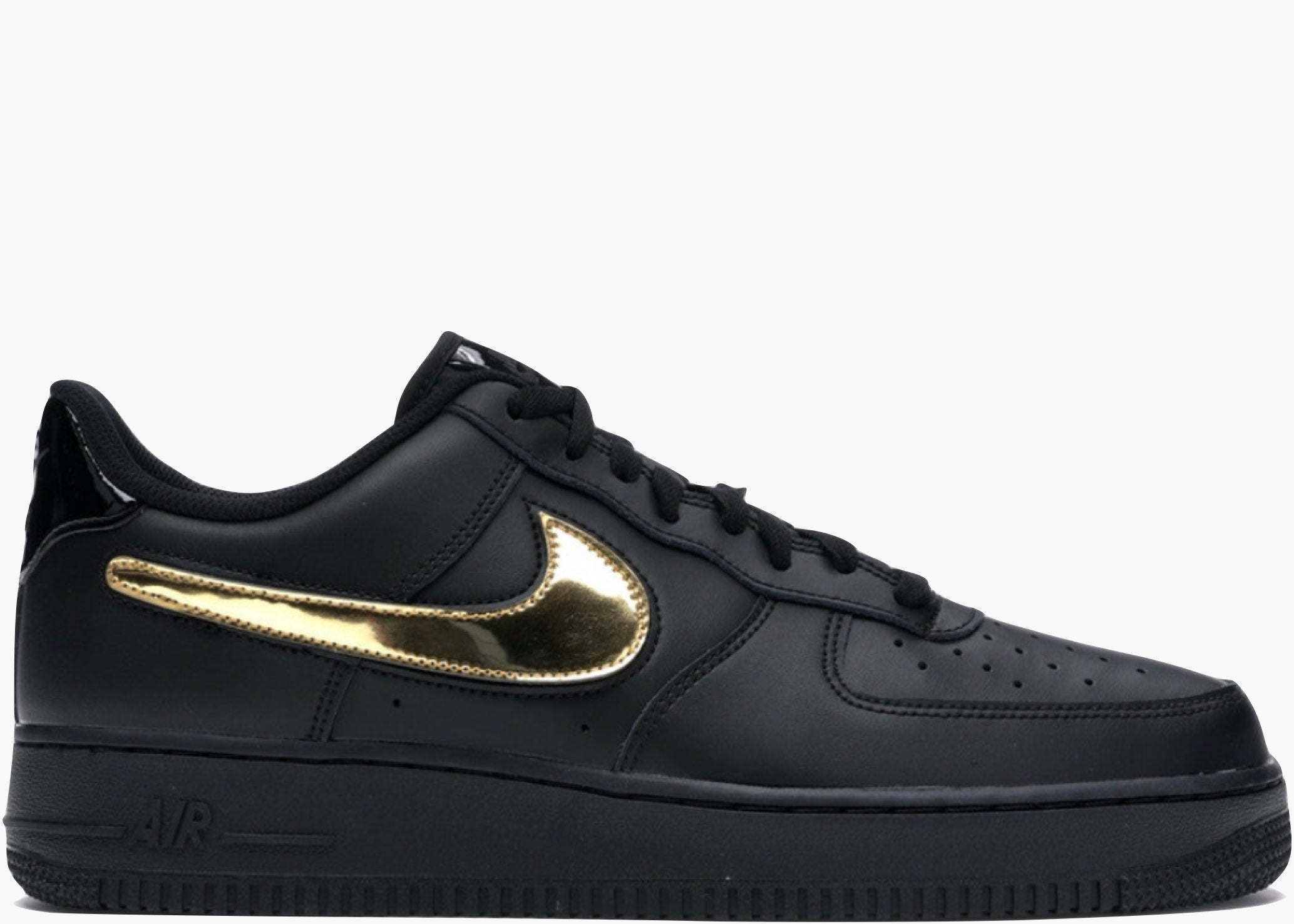Nike Air Force 1 Black Metallic Gold Removable Swoosh Pack CT2252-001 Hype Clothinga