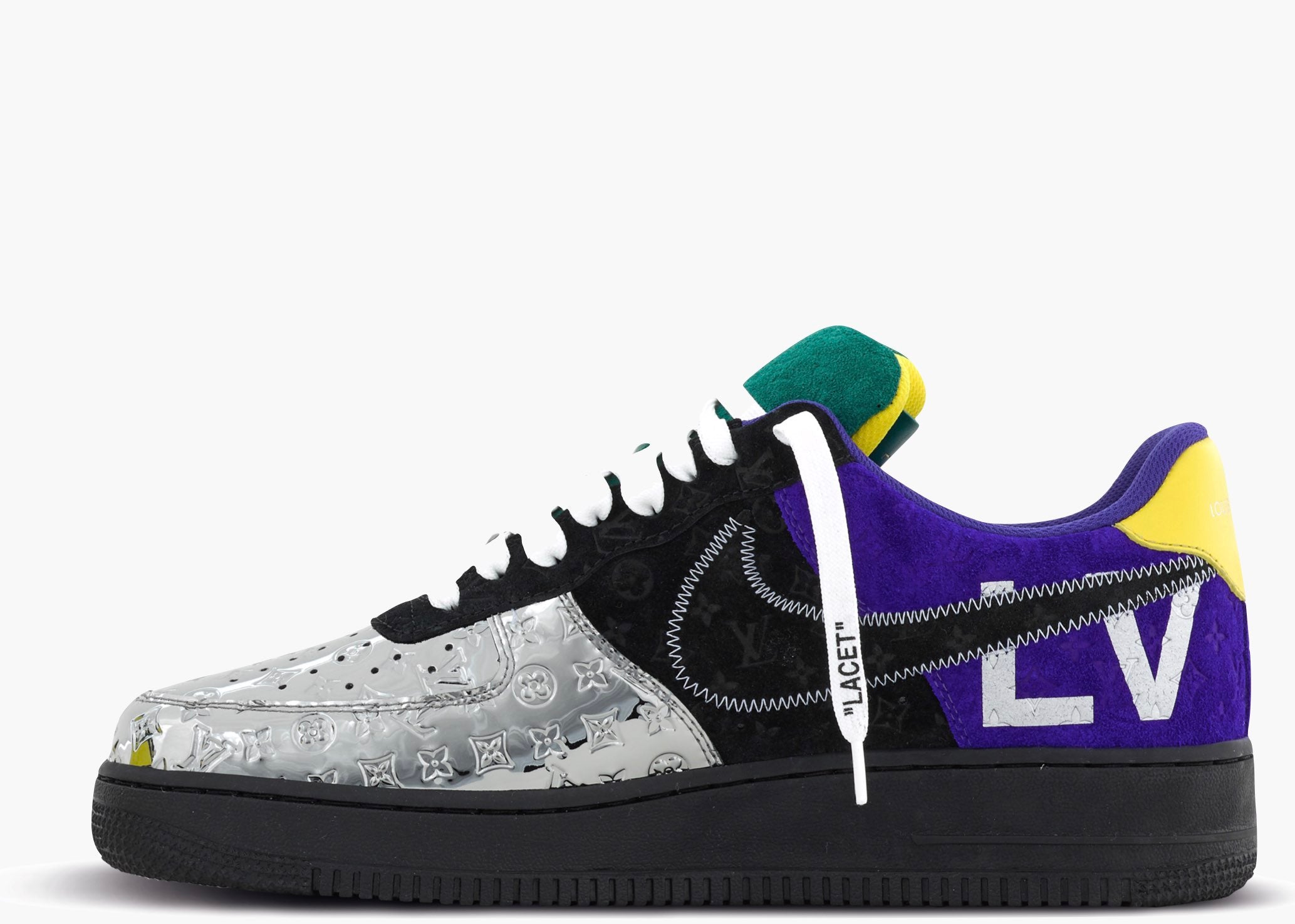 Nike Air Force 1 Low Louis Vuitton By Virgil Abloh Black Metallic Silver | Hype Clothinga