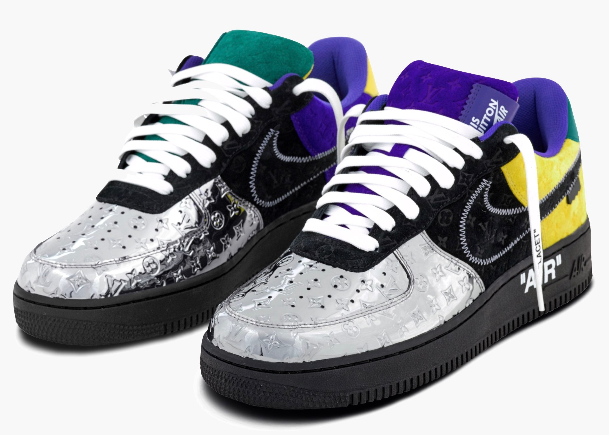 Nike Air Force 1 Low Louis Vuitton By Virgil Abloh Black Metallic Silver | Hype Clothinga