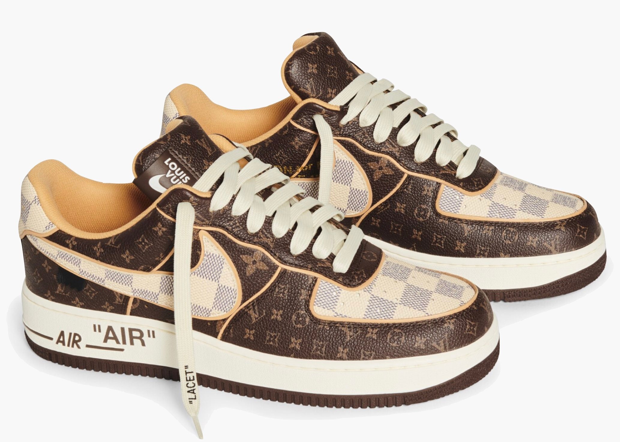 Nike Air Force 1 Low Louis Vuitton Monogram Brown Damier Azur - Hype Clothinga