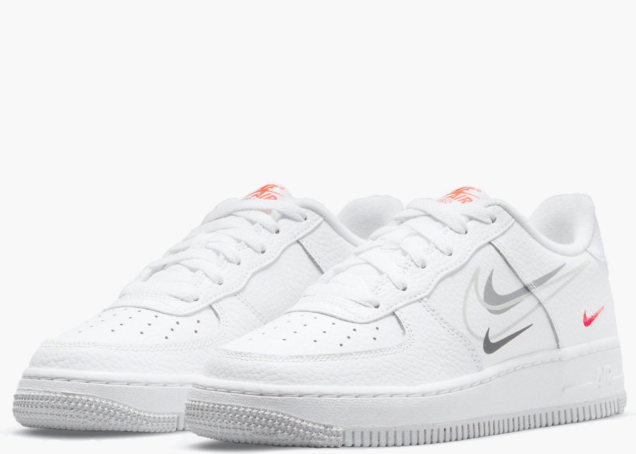 Nike Air Force 1 Low Multi-Swoosh White Particle Grey Photon Dust Bright Crimson (GS) Hype Clothinga Limited Edition