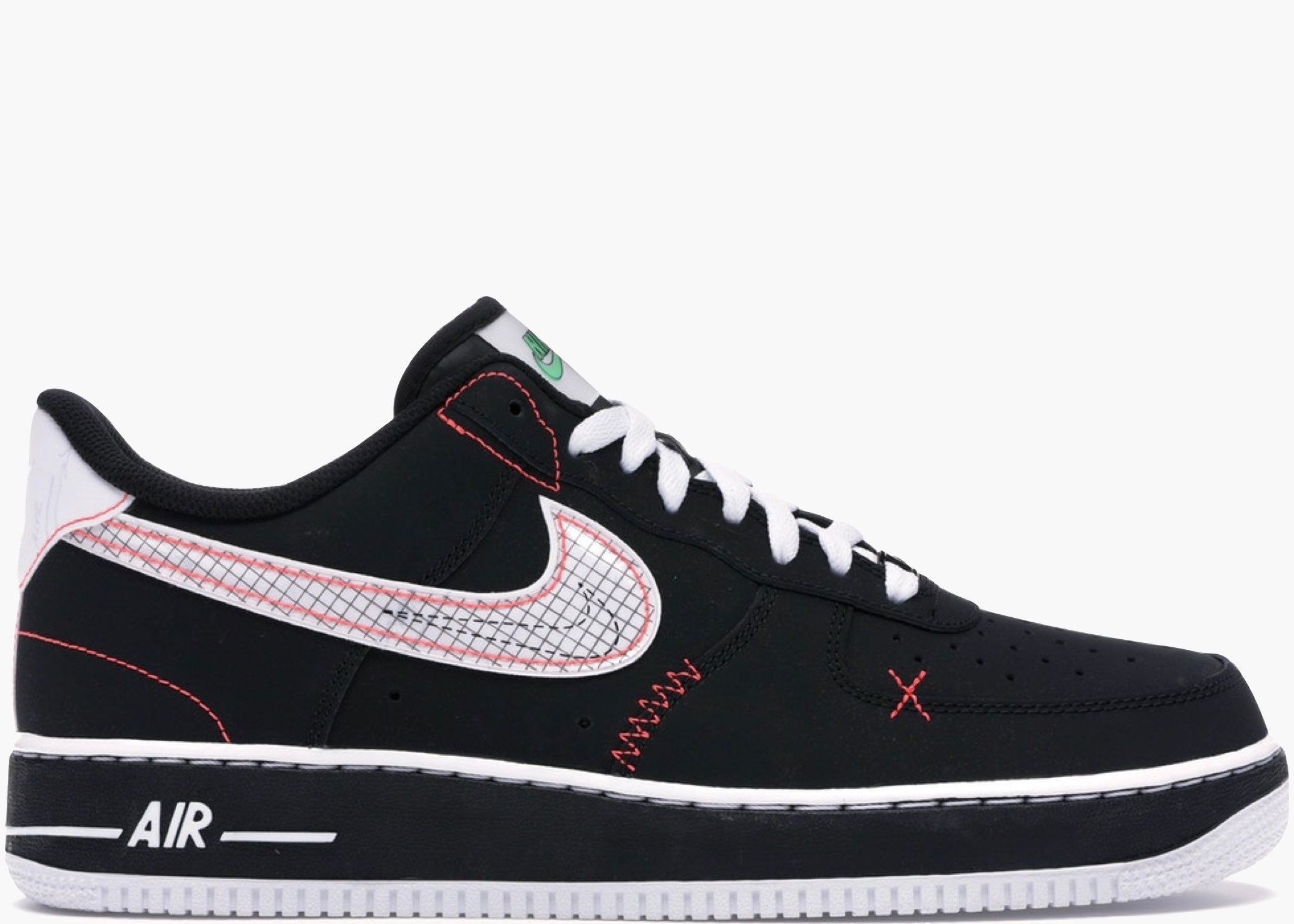 Nike Air Force 1 Low Schematic Black White Bright Crimson CU6646-001 Hype Clothinga