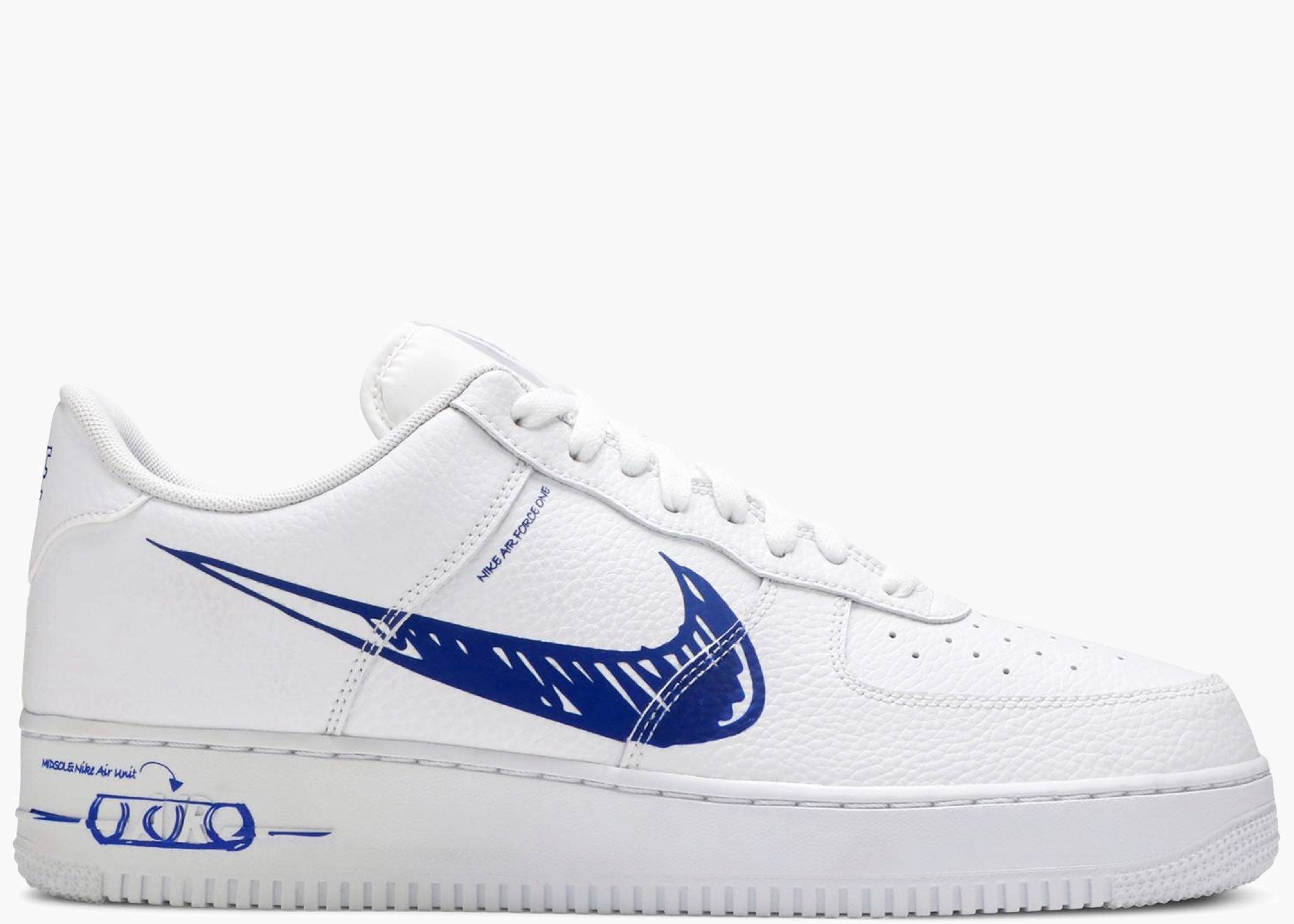 Nike Air Force 1 Low Sketch White Royal CW7581-100 Hype Clothinga