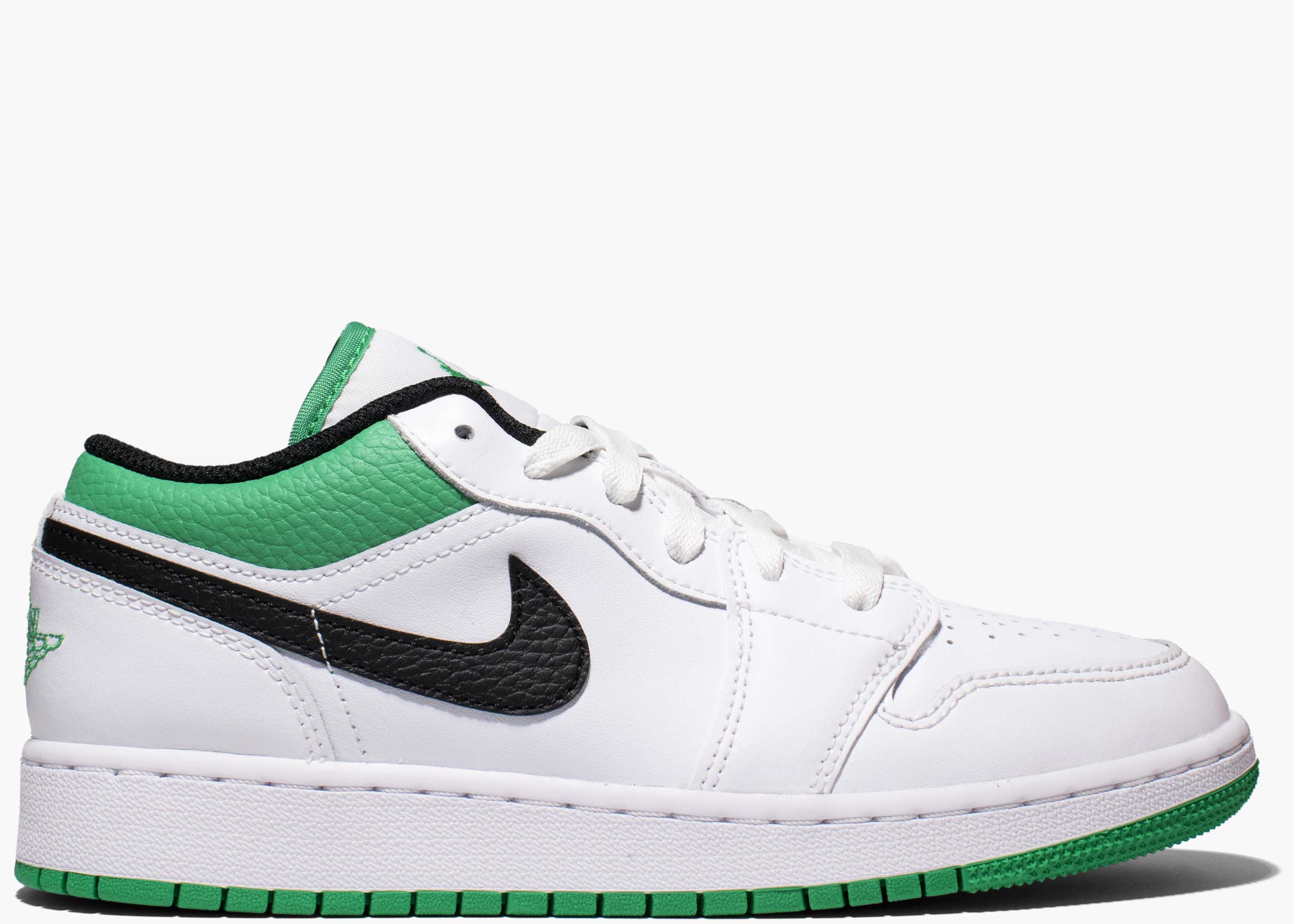 Nike Air Jordan 1 Low White Lucky Green Black  553558-129 Hype Clothinga Limited Edition