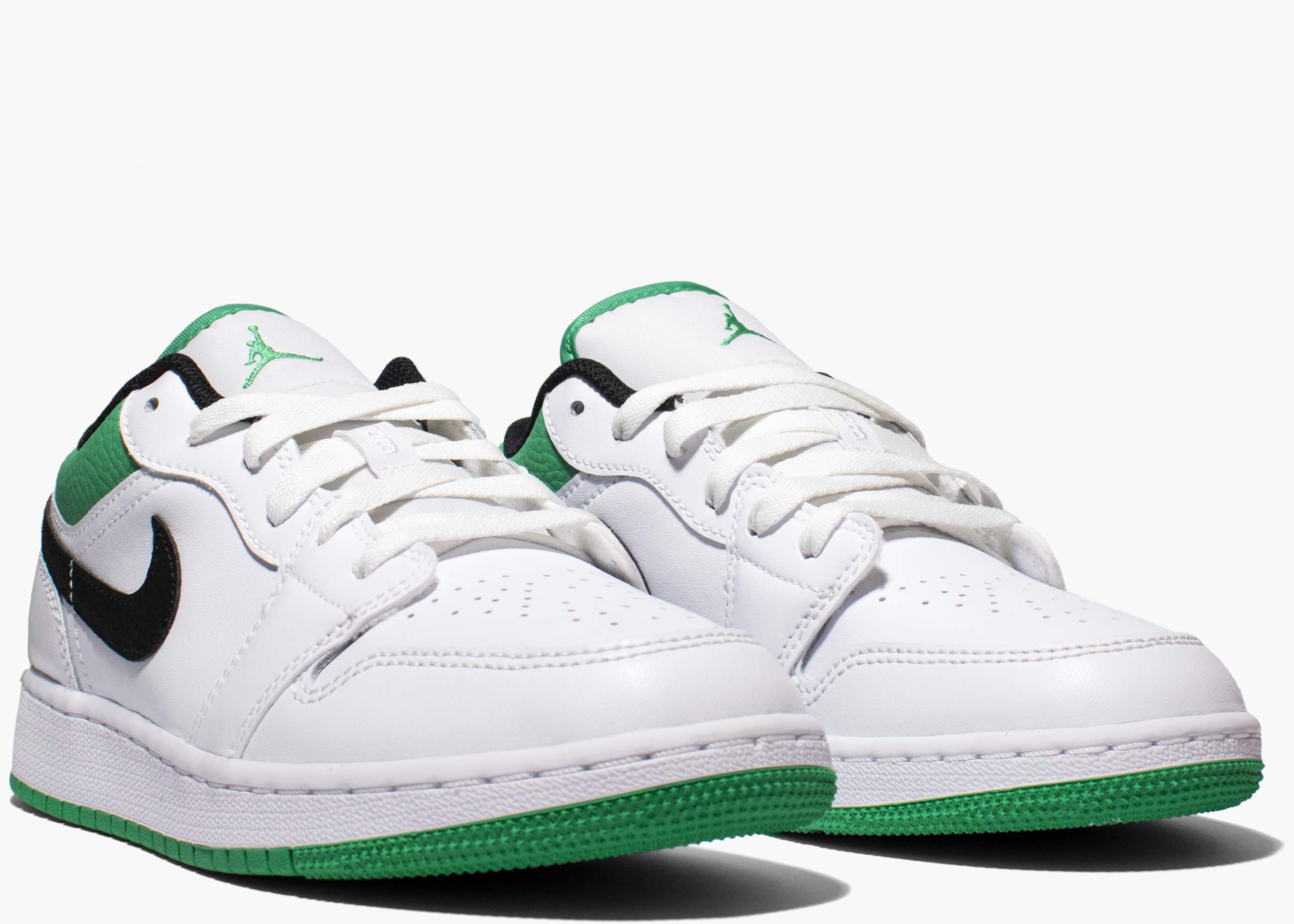 Nike Air Jordan 1 Low White Lucky Green Black  553558-129 Hype Clothinga Limited Edition