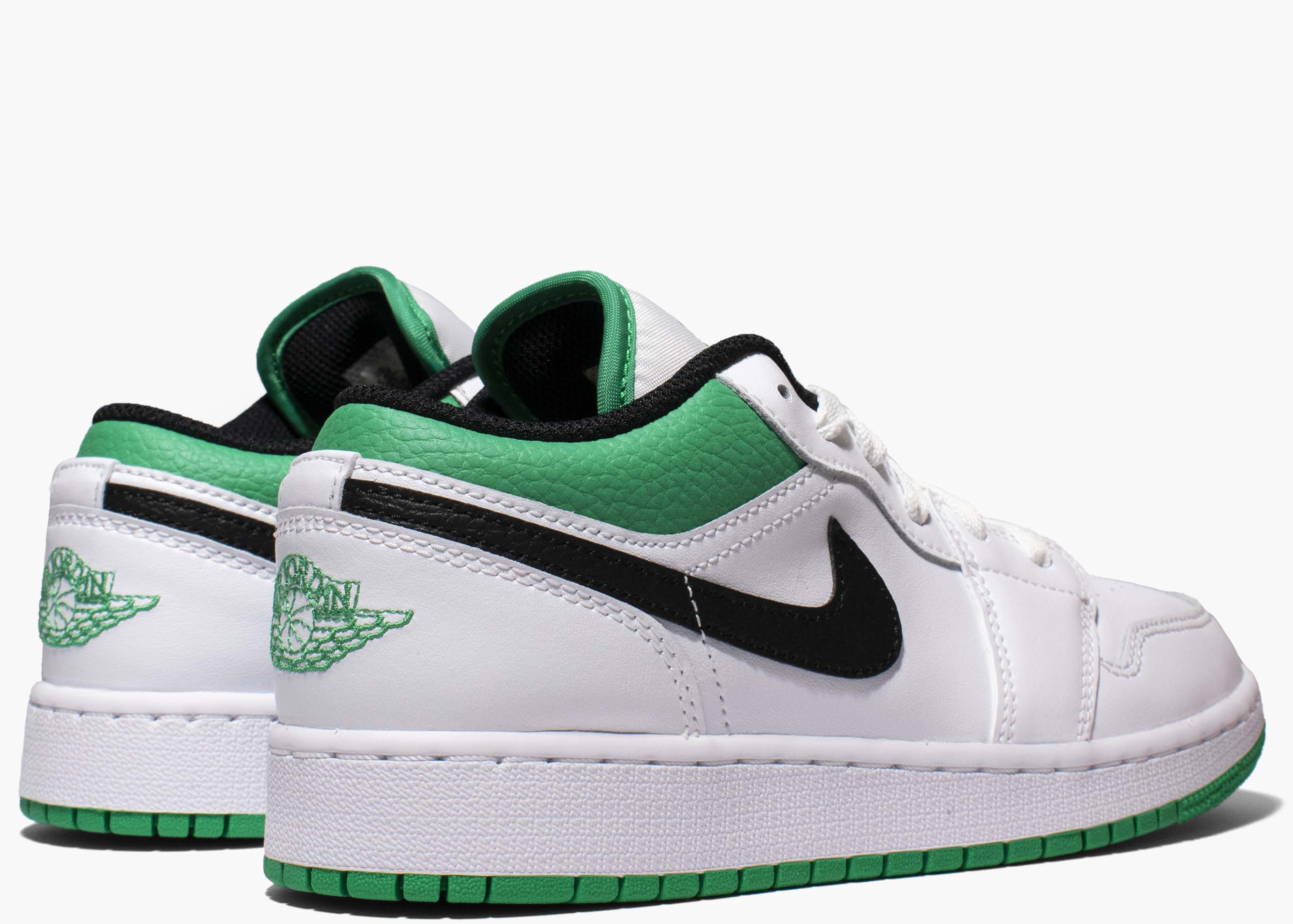 Nike Air Jordan 1 Low White Lucky Green Black  553558-129 Hype Clothinga Limited Edition