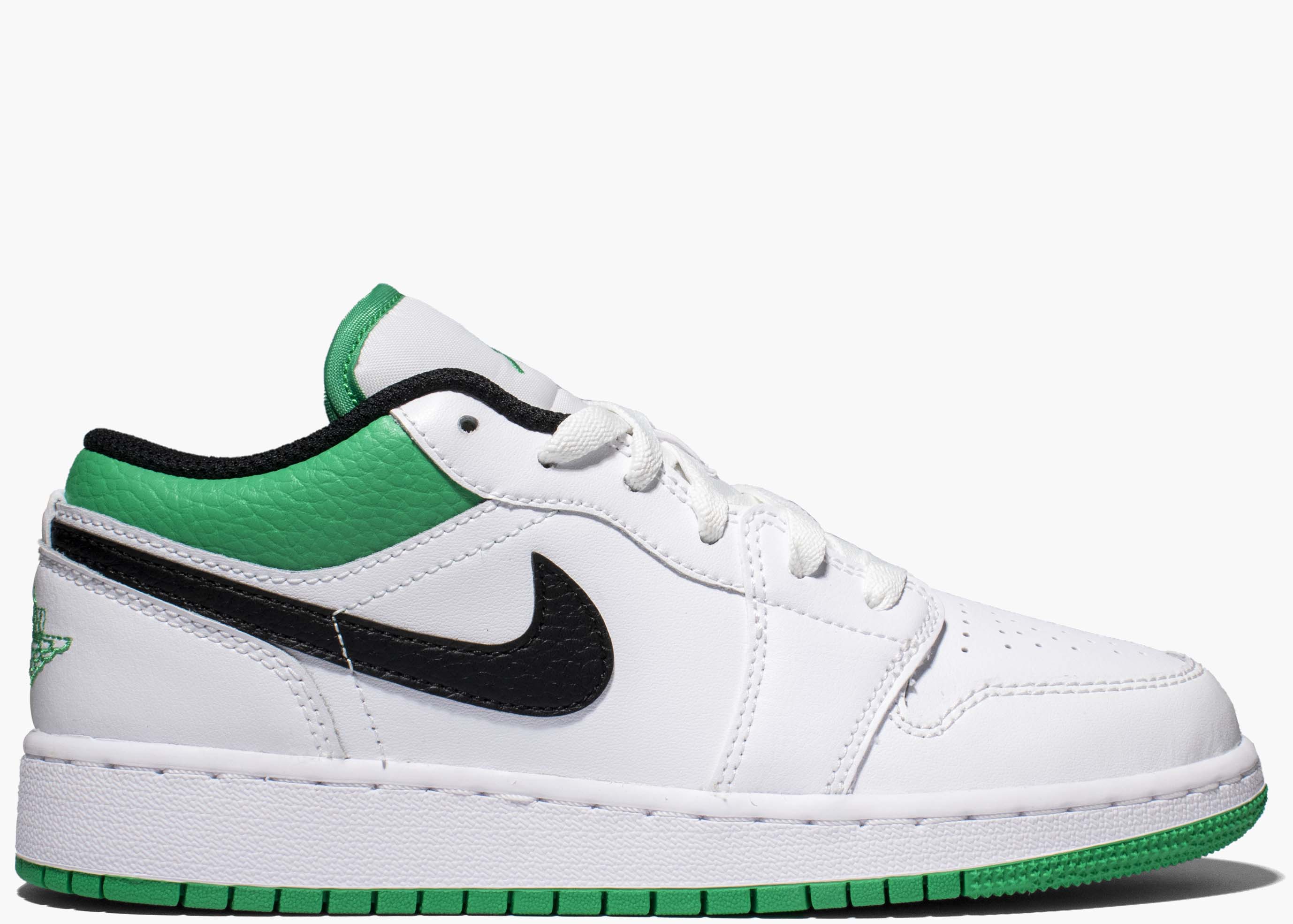 Nike Air Jordan 1 Low White Lucky Green Tumbled Leather (GS)