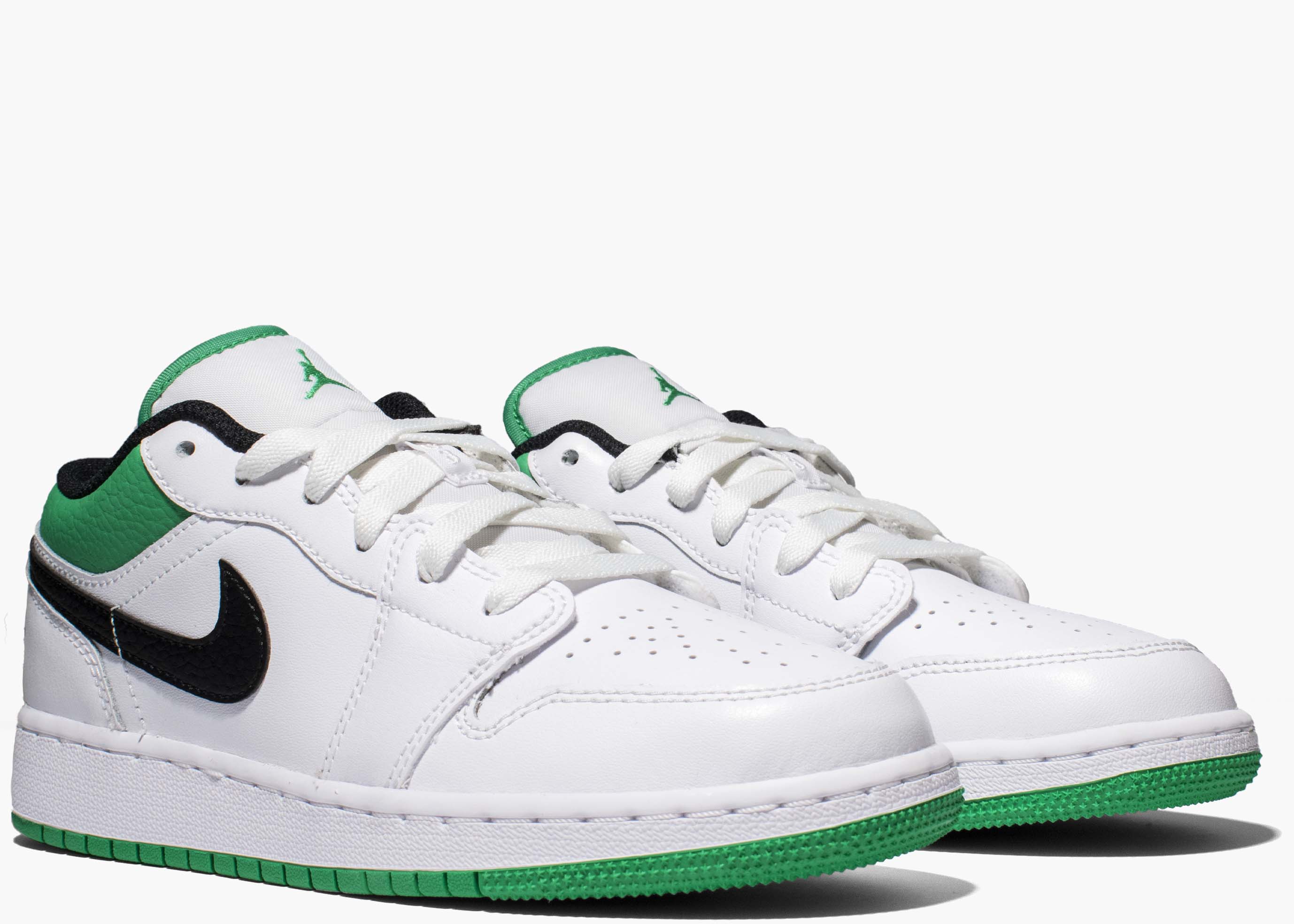 Nike Air Jordan 1 Low White Lucky Green Tumbled Leather (GS)