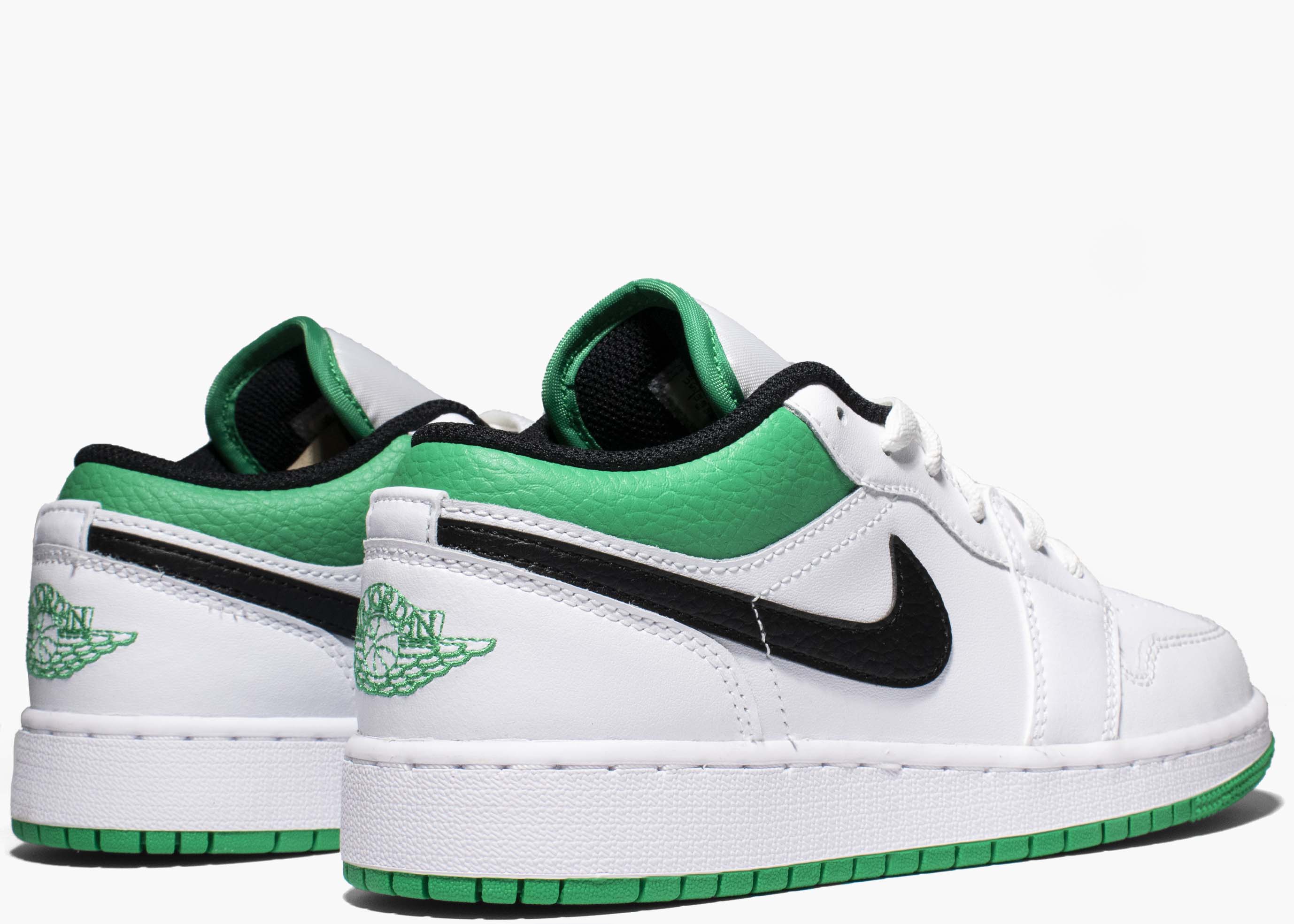 Nike Air Jordan 1 Low White Lucky Green Tumbled Leather (GS)