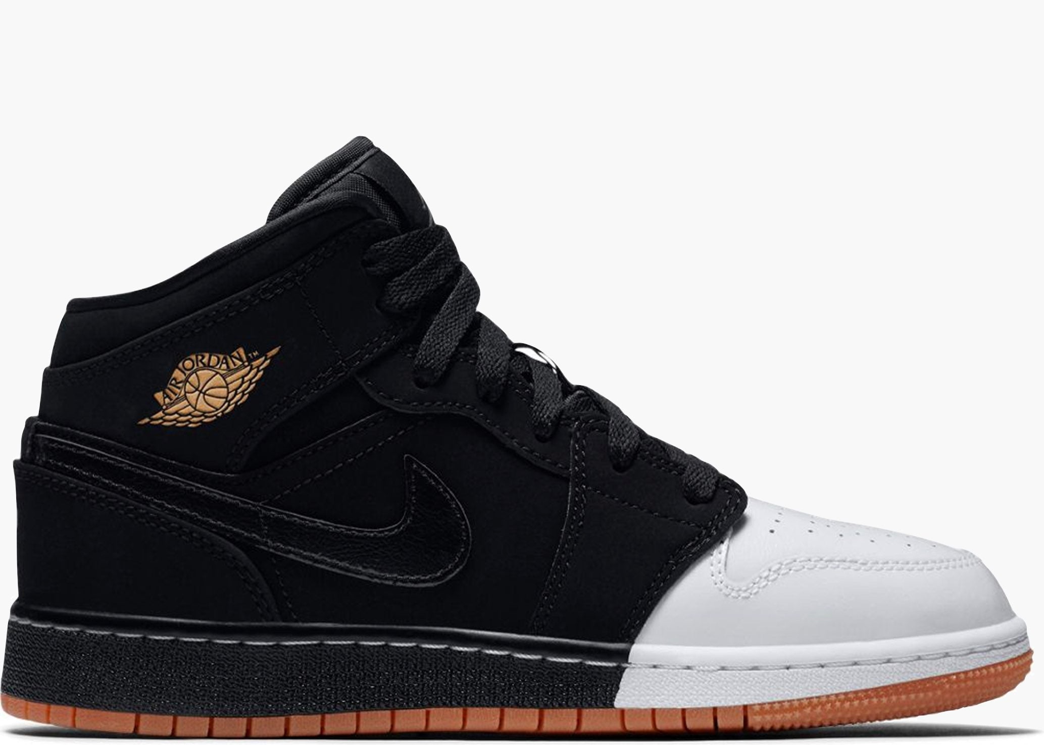 Nike Air Jordan 1 Mid Black White Gold (GS) 555112-021 Hype Clothinga Limited Edition