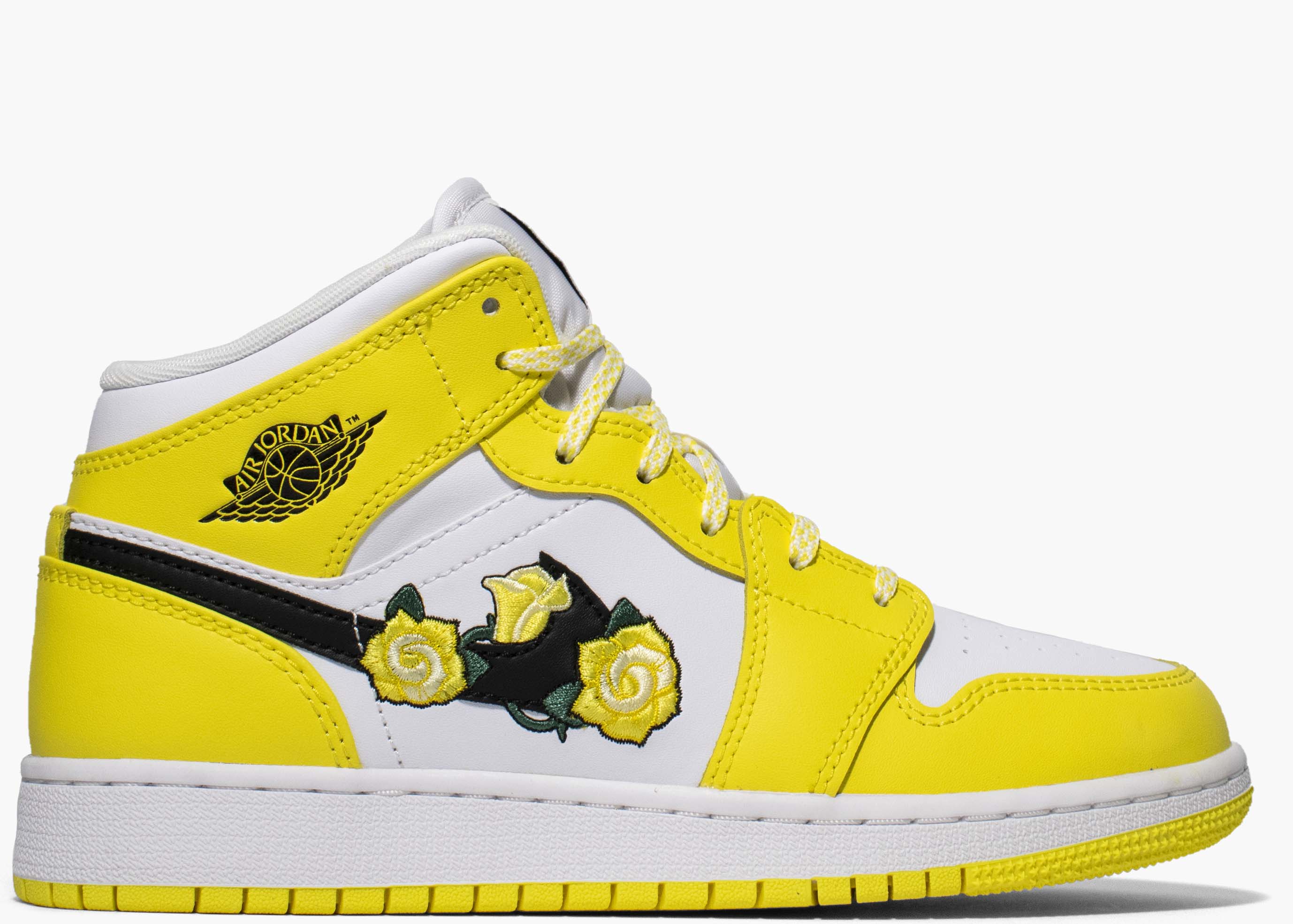Nike Air Jordan 1 Mid Dynamic Yellow Floral gs AV5174-700 Hype Clothinga Limited Edition