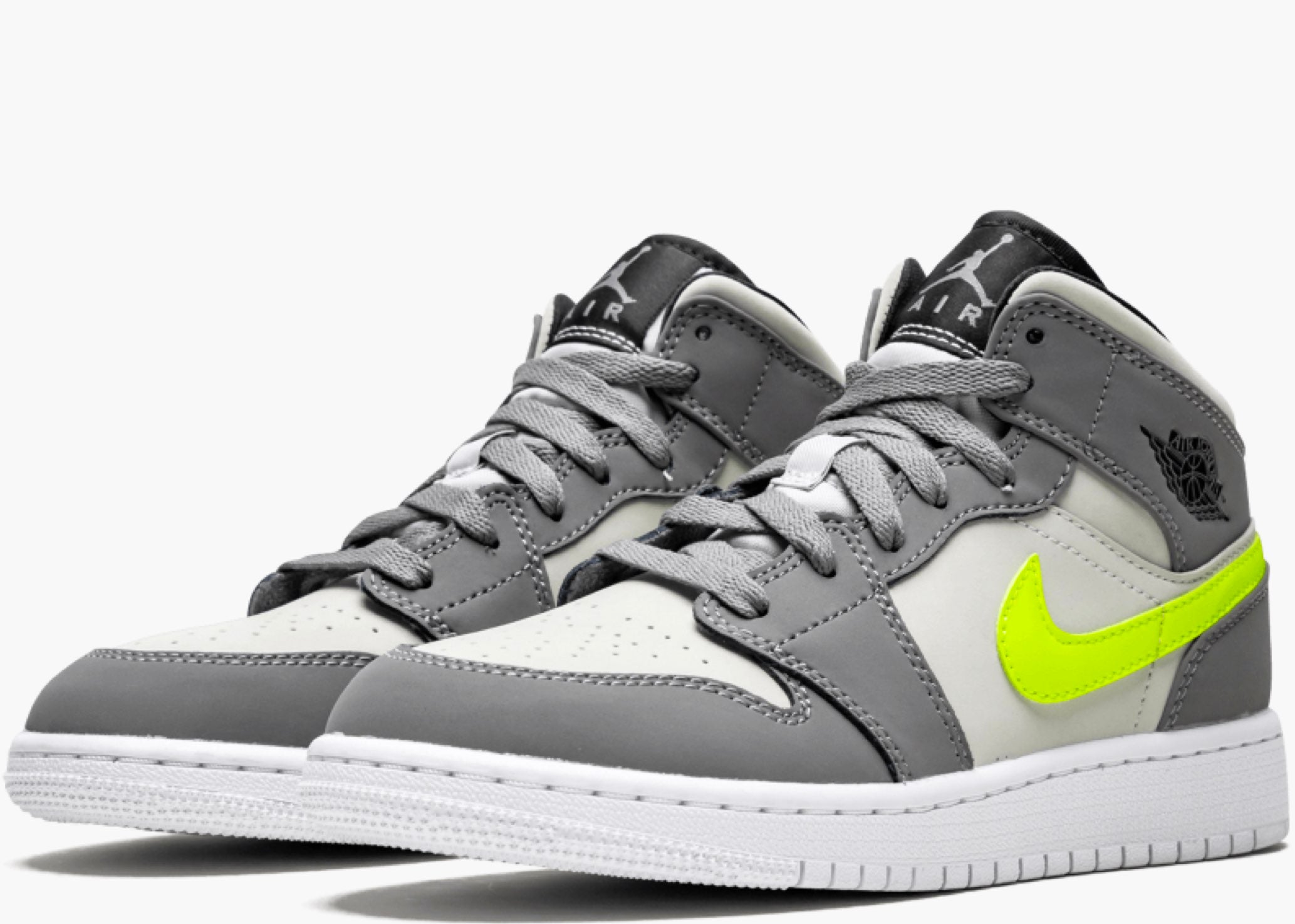 Nike Air Jordan 1 Mid Gunsmoke Volt (gs) 554725-072 Hype Clothinga