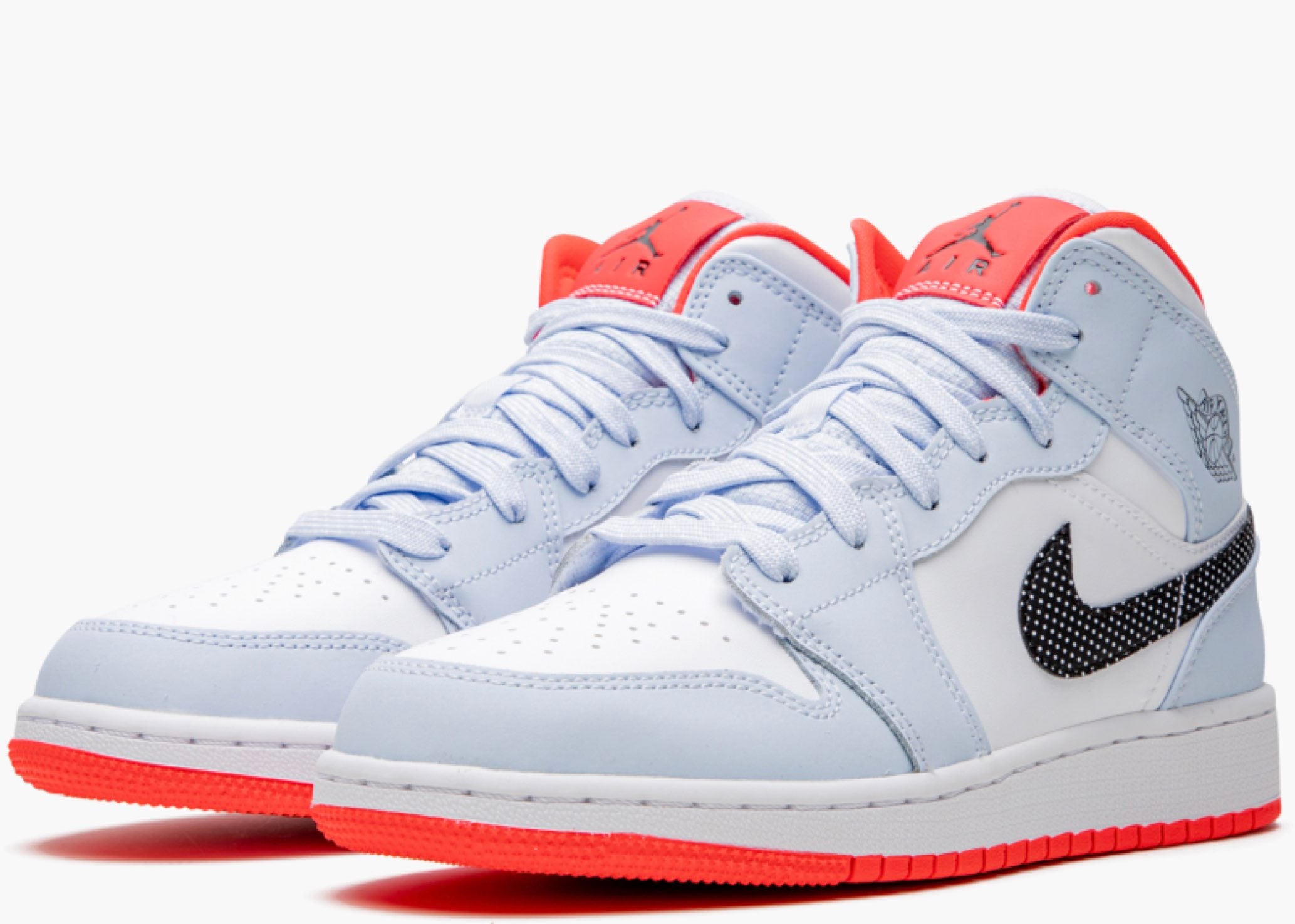 Nike Air Jordan 1 Mid Half Blue Polka Dot Swoosh (GS) 555112-400 Hype Clothinga Limited Edition