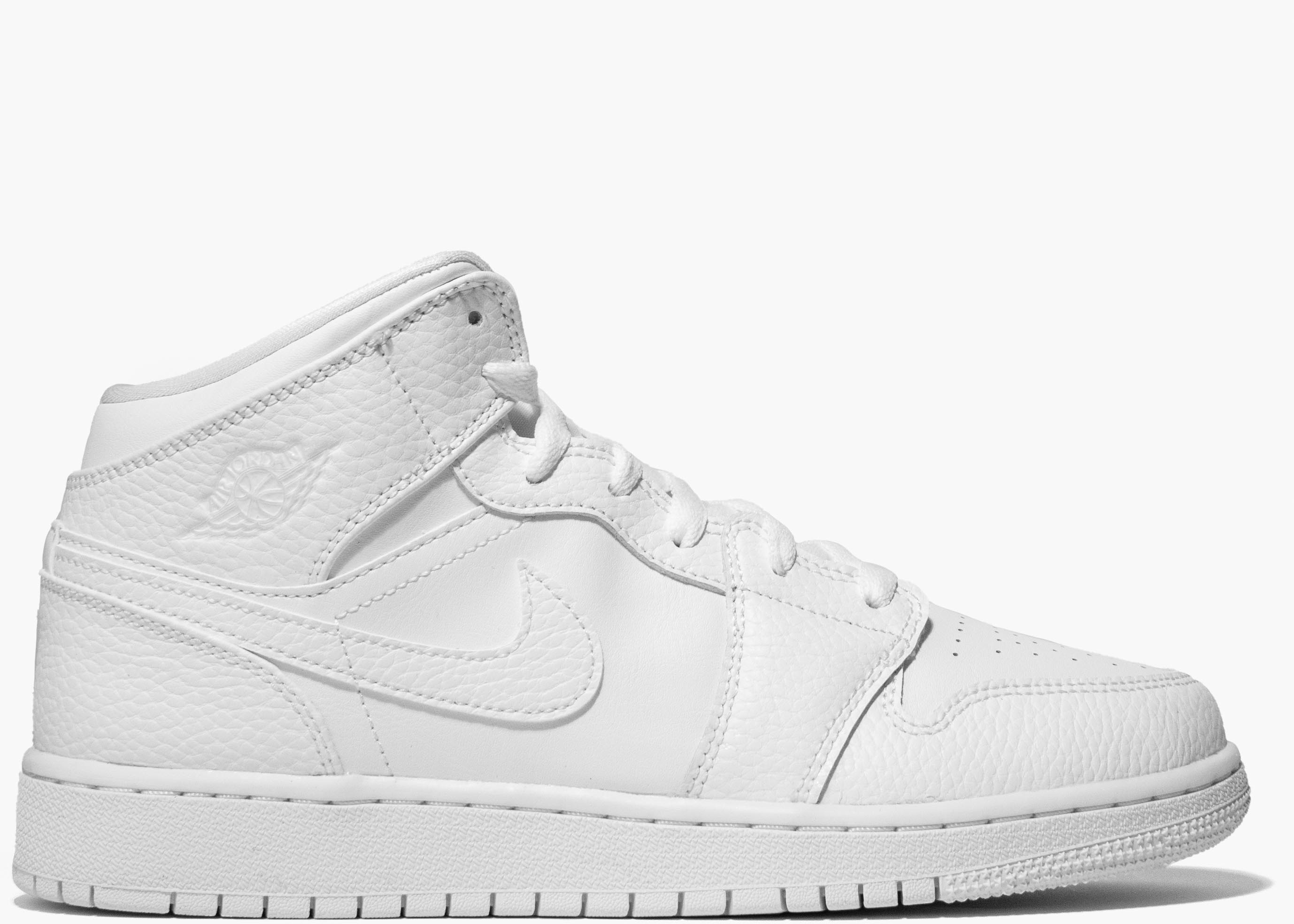 Nike Air Jordan 1 Mid Triple White (GS)554725-130 Hype Clothinga Limited Edition