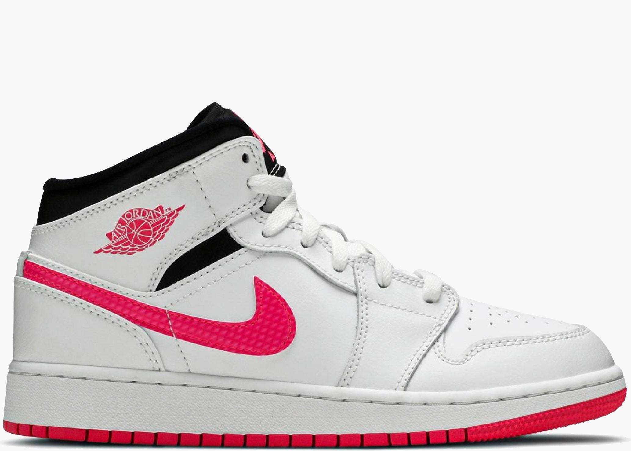 Nike Air Jordan 1 Mid White Black Hyper Pink (gs) 555112-106 Hype Clothinga