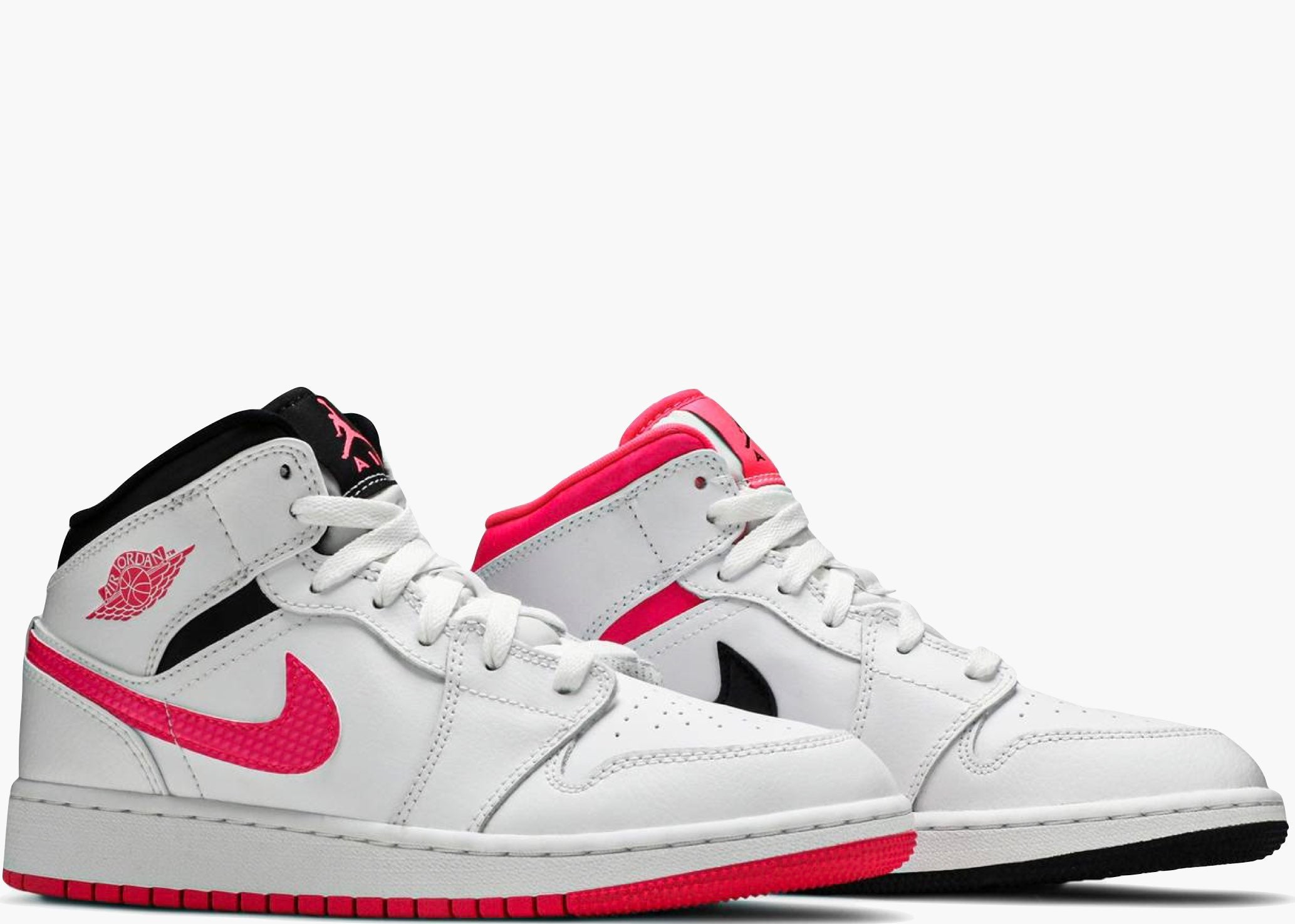 Nike Air Jordan 1 Mid White Black Hyper Pink (gs) 555112-106 Hype Clothinga