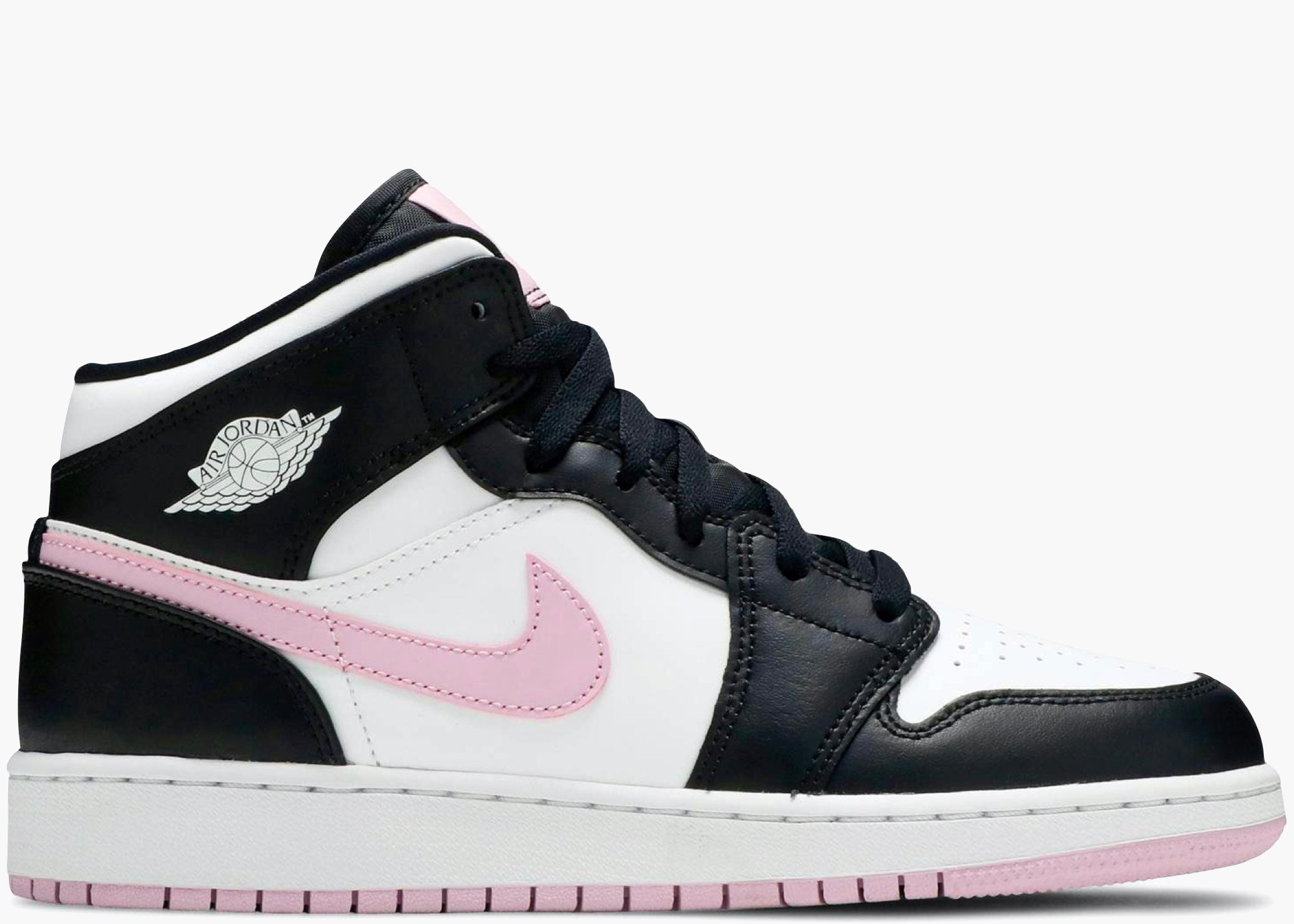 Nike Air Jordan 1 Mid White Black Light Arctic Pink (GS) 555112-103 Hype Clothinga