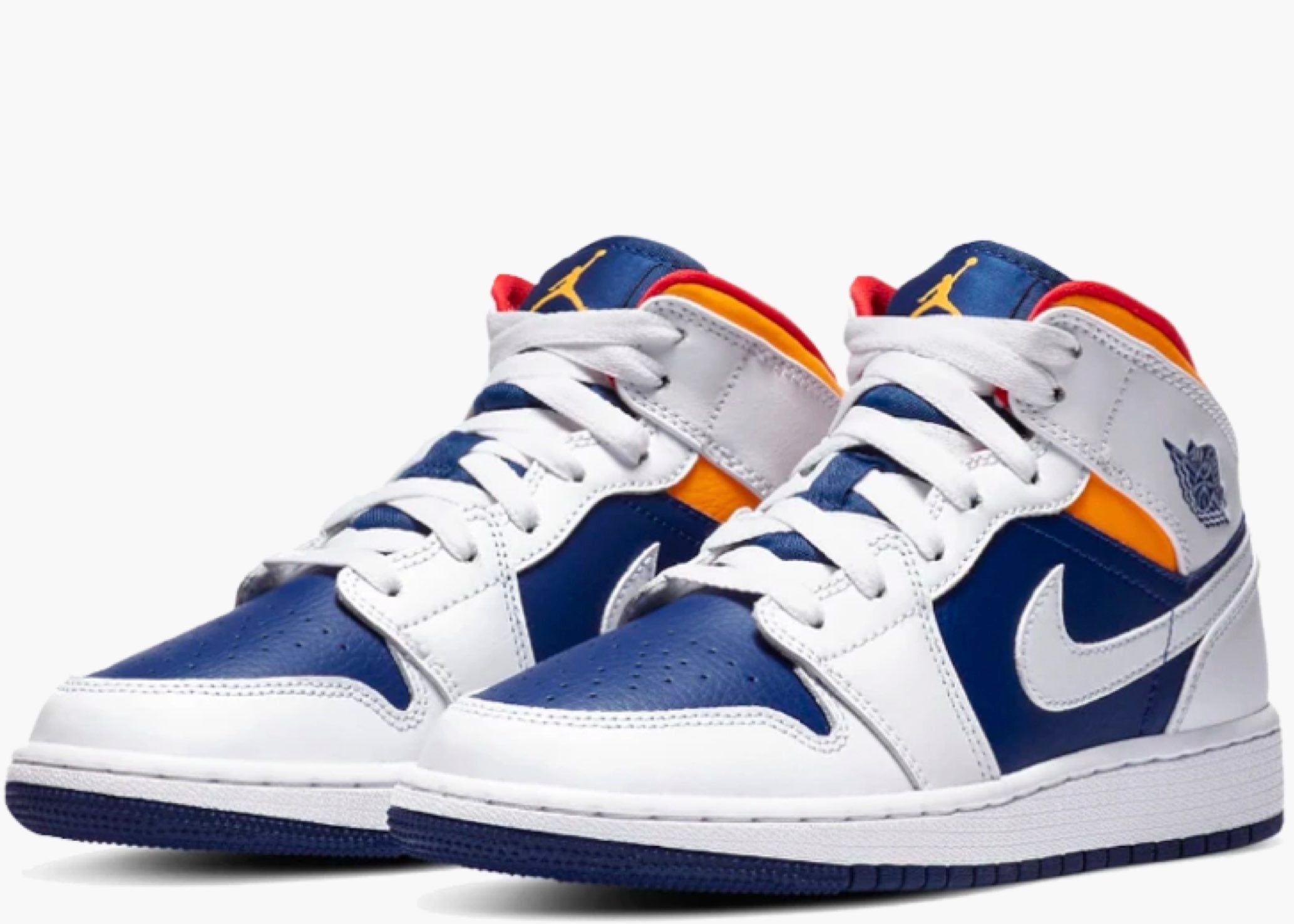 Nike Air Jordan 1 Mid White Laser Orange Deep Royal Blue (GS) 554725-131 Hype Clothinga Limited Edition