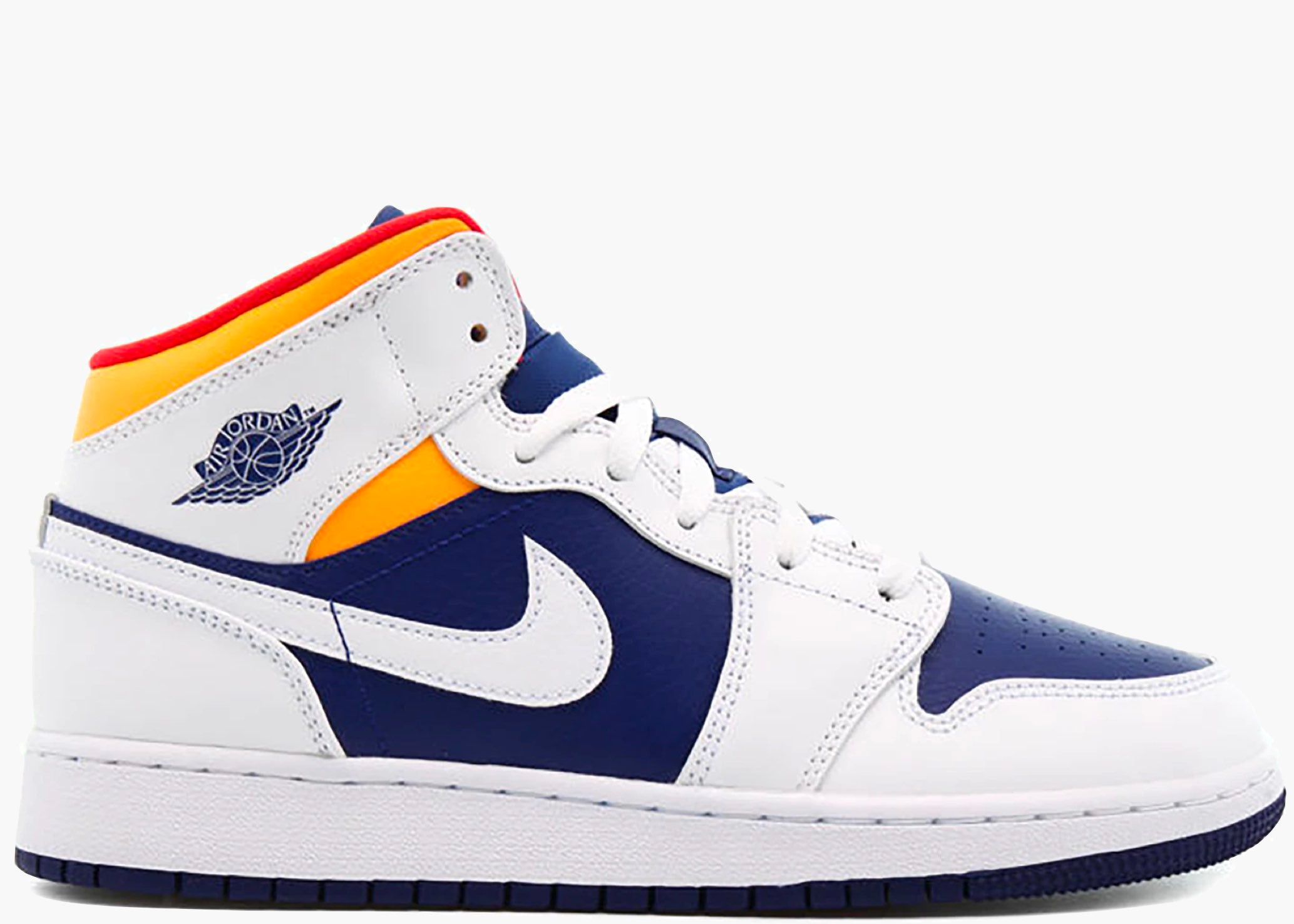 Nike Air Jordan 1 Mid White Laser Orange Deep Royal Blue (GS) 554725-131 Hype Clothinga Limited Edition