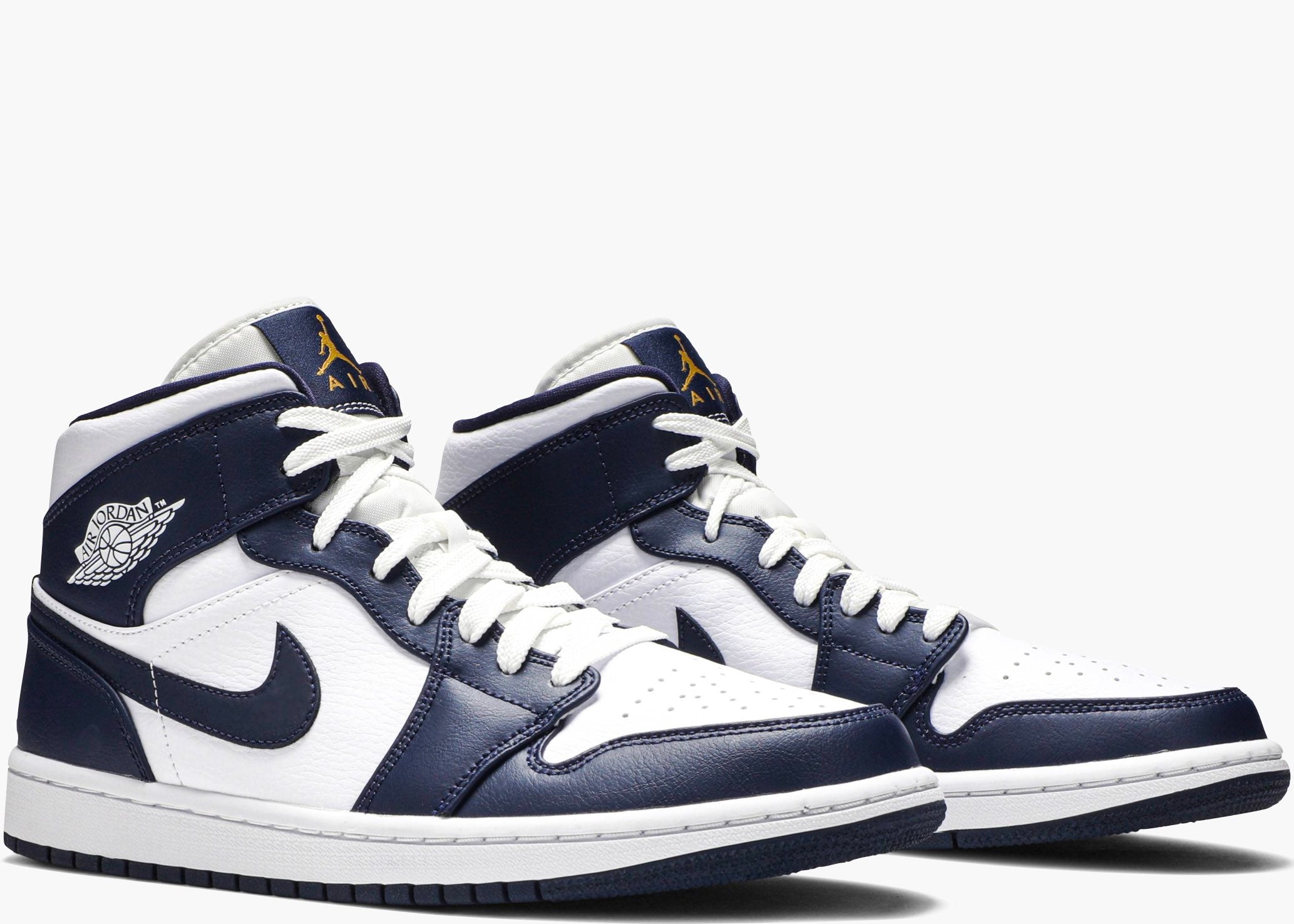 Nike Air Jordan 1 Mid White Metallic Gold Obsidian 554724-174 Hype Clothinga
