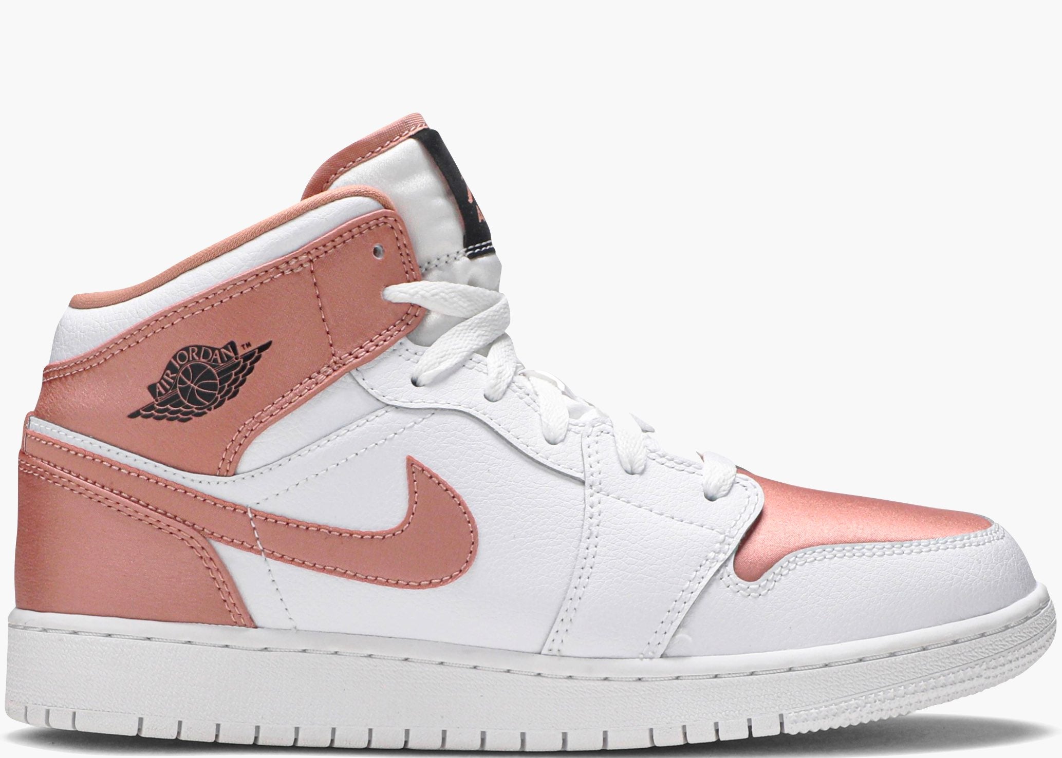Nike Air Jordan 1 Mid White Rose Gold (gs) 555112-190 Hype Clothinga