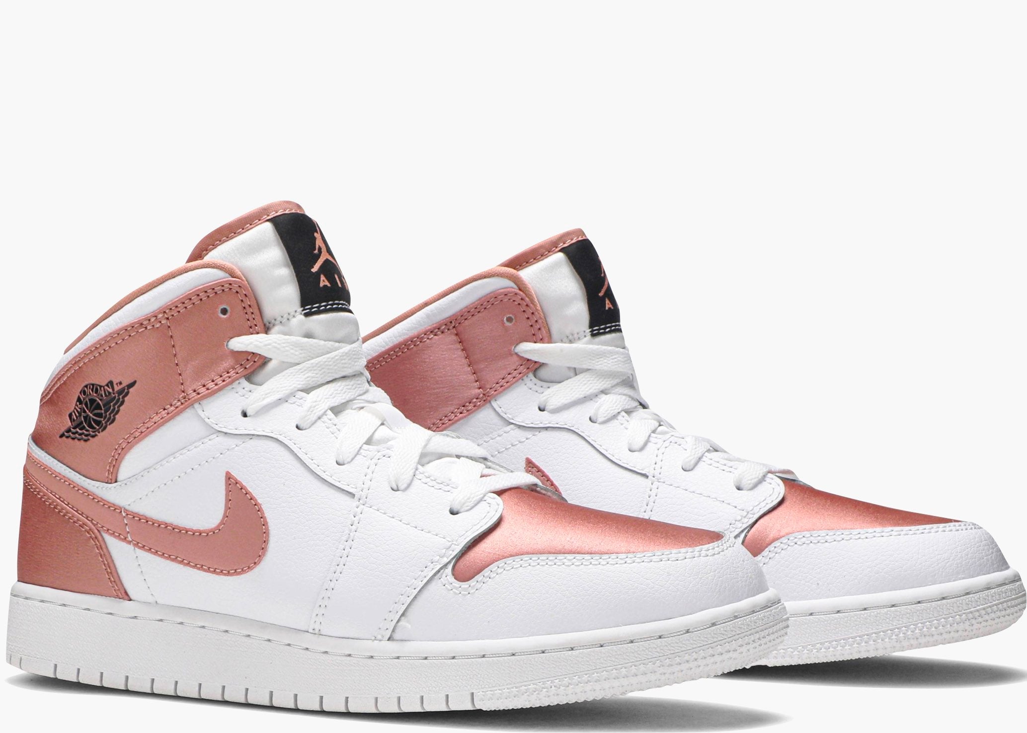 Nike Air Jordan 1 Mid White Rose Gold (gs) 555112-190 Hype Clothinga