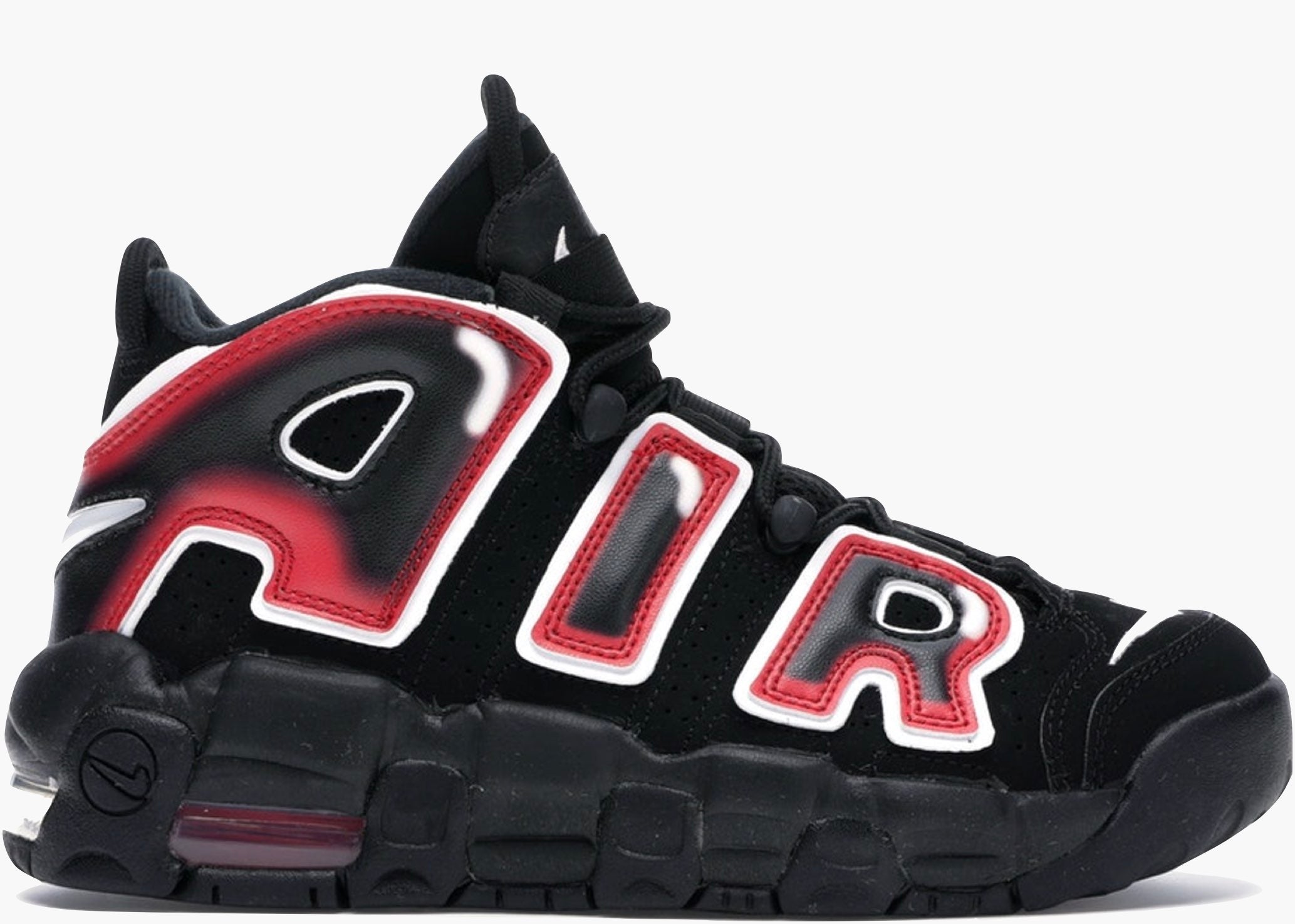 Nike Air More Uptempo Black White Laser Crimson (GS)
