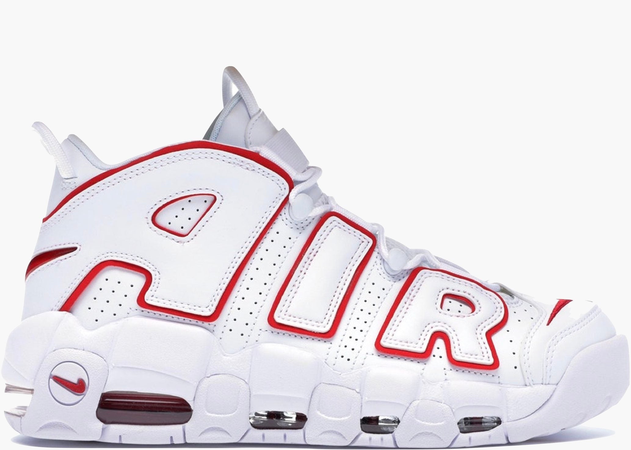 Nike Air More Uptempo White Varsity Red Outline 