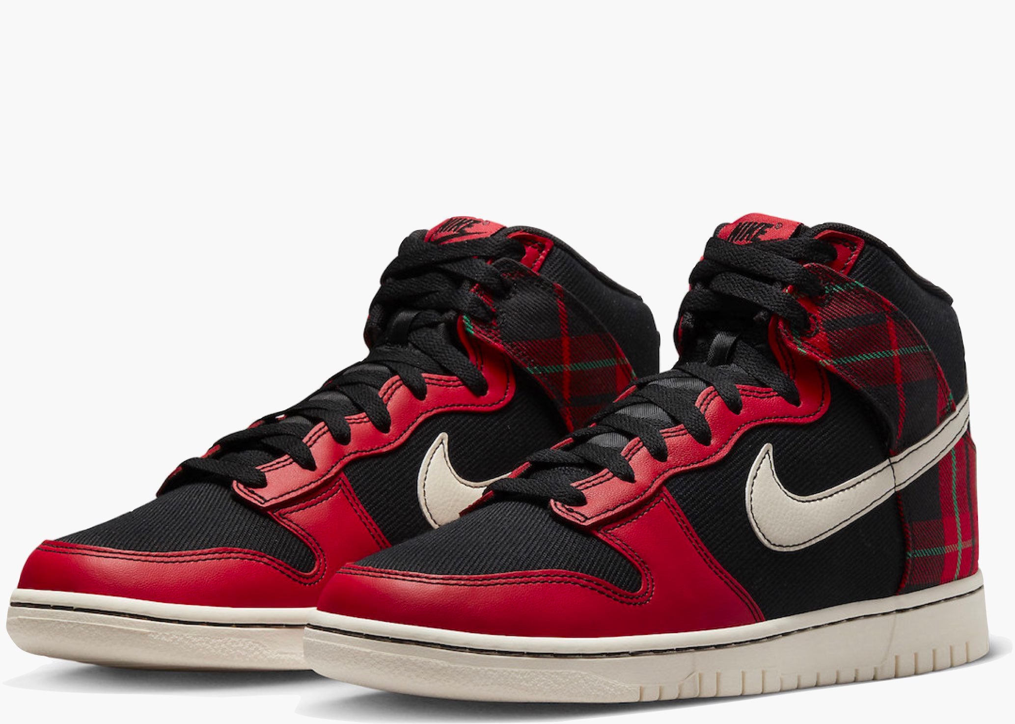 Nike Dunk High SE Tartan Plaid Black University Red  DV0826-001 Hype Clothinga Limited Edition