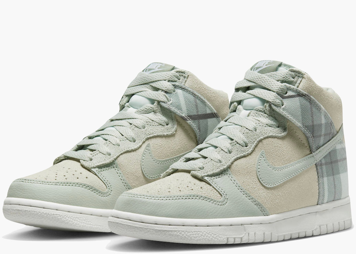  Nike Dunk High SE Tartan Plaid White Light Green (GS) Hype Clothinga Limited Edition