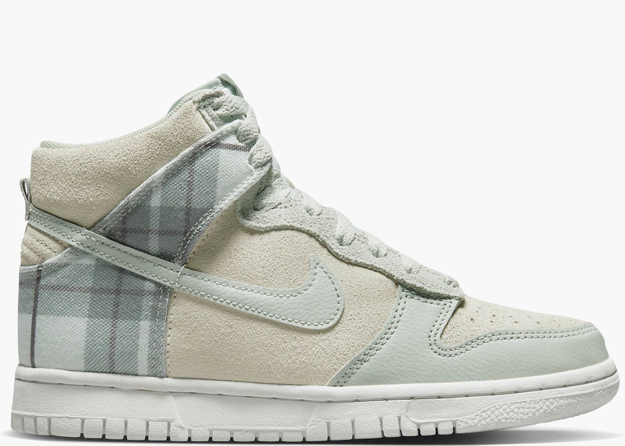  Nike Dunk High SE Tartan Plaid White Light Green (GS) Hype Clothinga Limited Edition