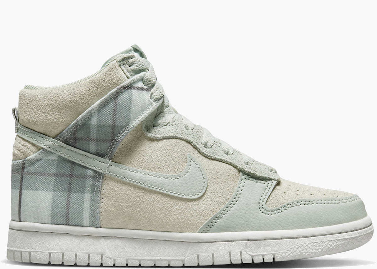  Nike Dunk High SE Tartan Plaid White Light Green (GS) Hype Clothinga Limited Edition