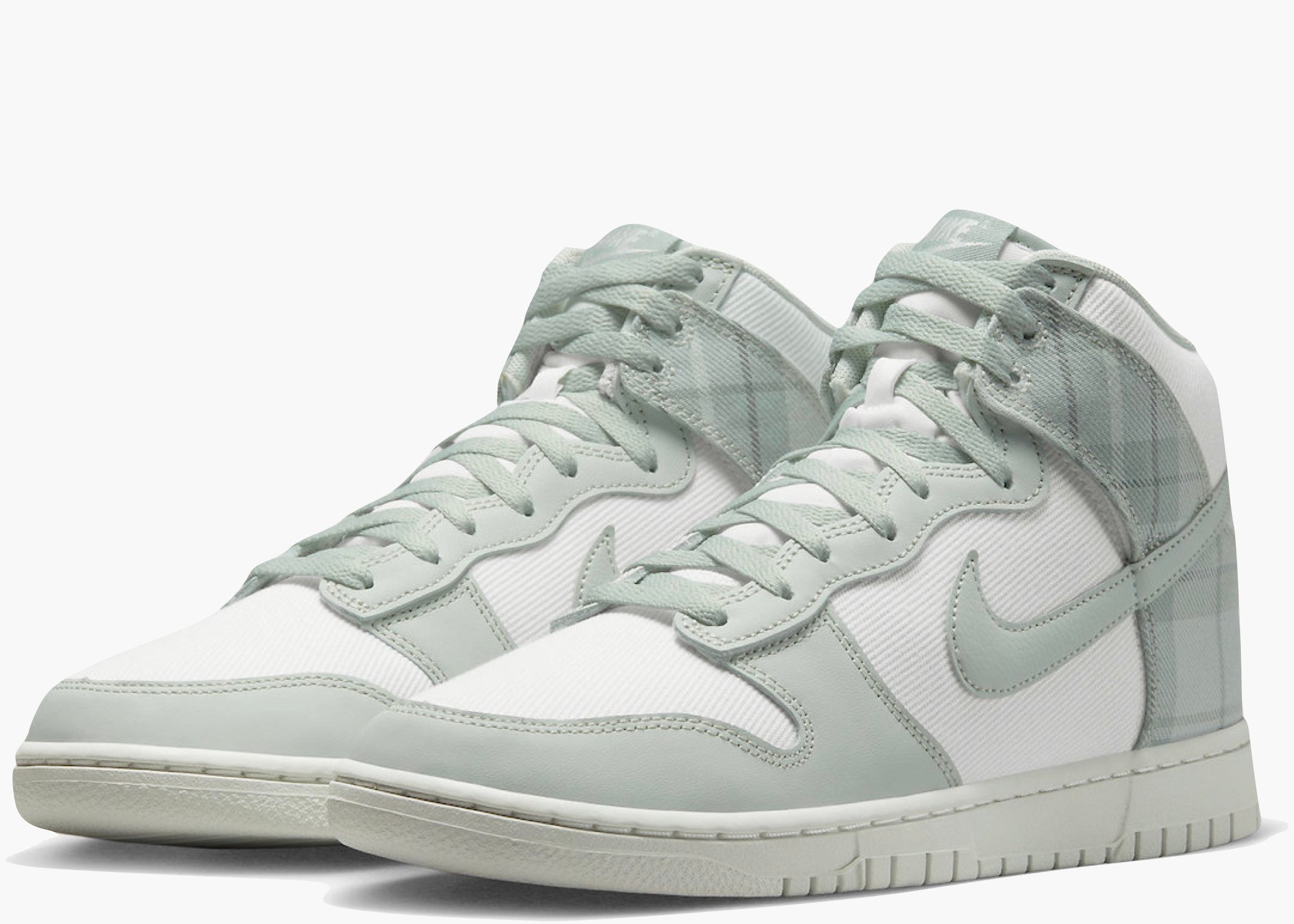 Nike Dunk High SE Tartan Plaid White Light Green Hype Clothinga Limited Edition