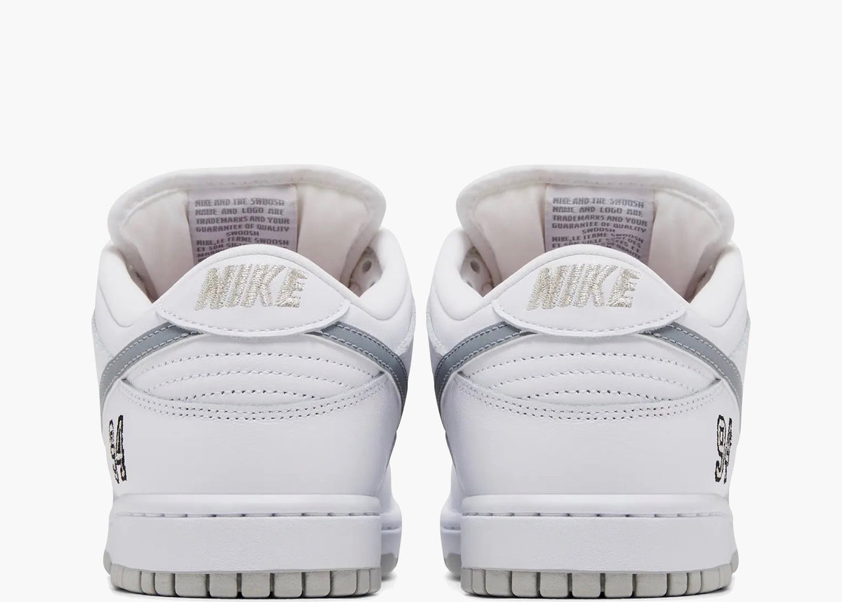 Nike SB Dunk Low Supreme 94 White Metallic Silver HQ8487-100 Hype Clothinga Limited Edition