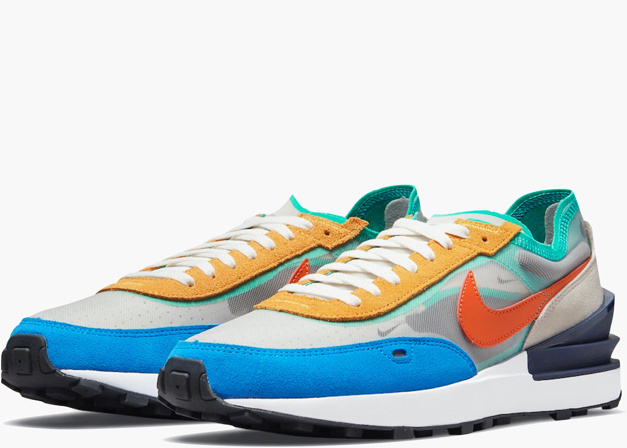 Nike Waffle One Mustard Orange Blue Turquoise