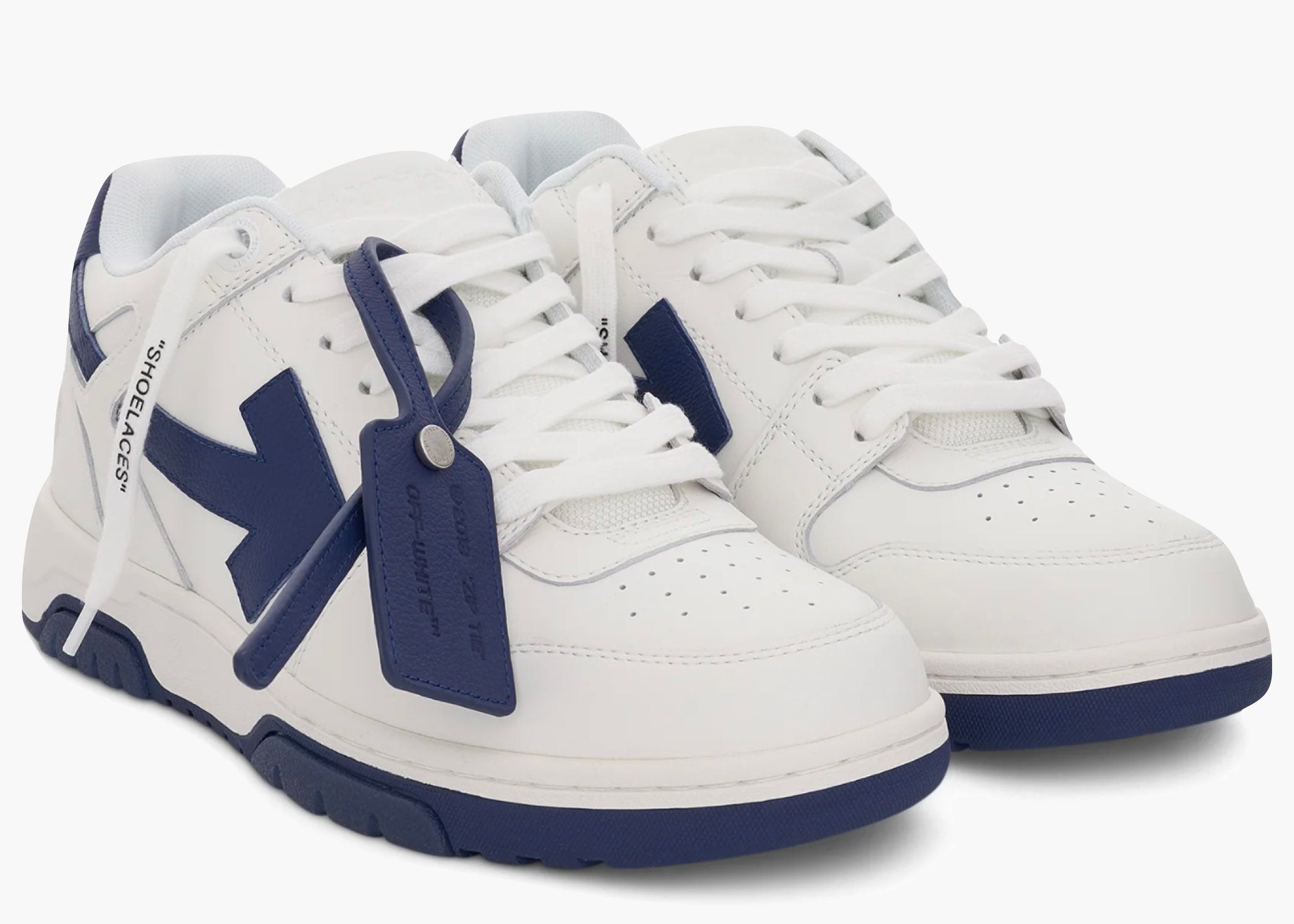 OFF-WHITE Out Of Office OOO Low Tops White White Navy Blue OMIA189F22LEA0010146 Hype Clothinga Limited Edition