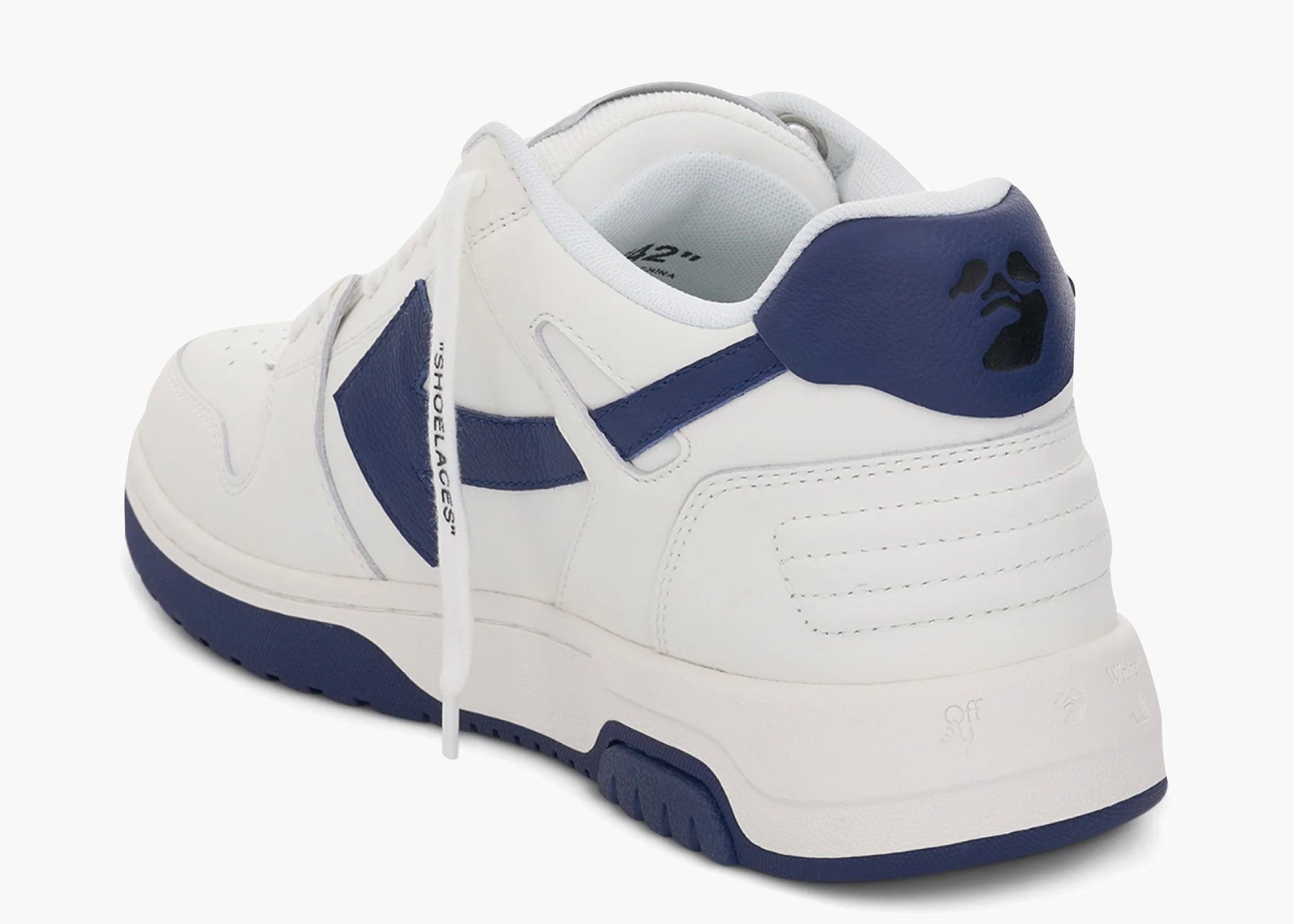 OFF-WHITE Out Of Office OOO Low Tops White White Navy Blue OMIA189F22LEA0010146 Hype Clothinga Limited Edition