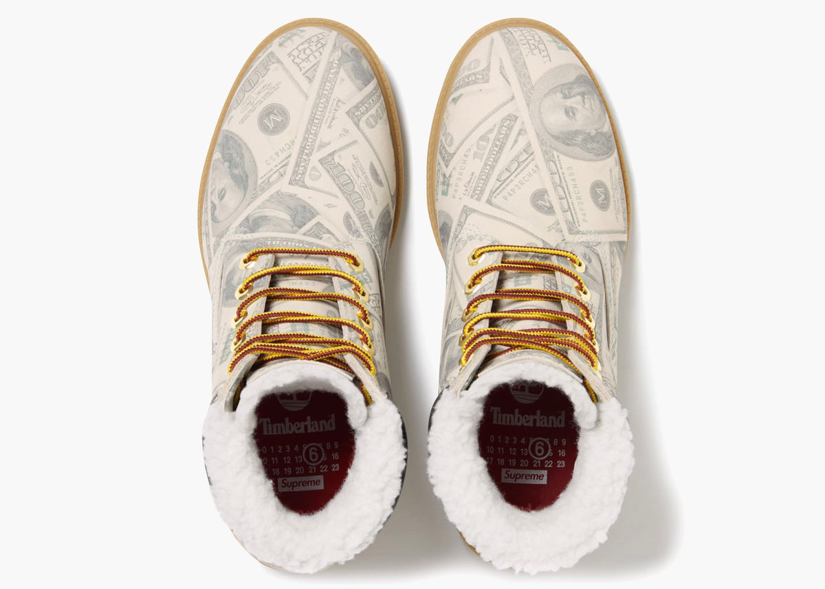 Timberland 6" Premium Waterproof Boot Supreme x MM6 Maison Margiela $100 Bills TB0A5NG5-ALP Hype Clothinga Limited Edition